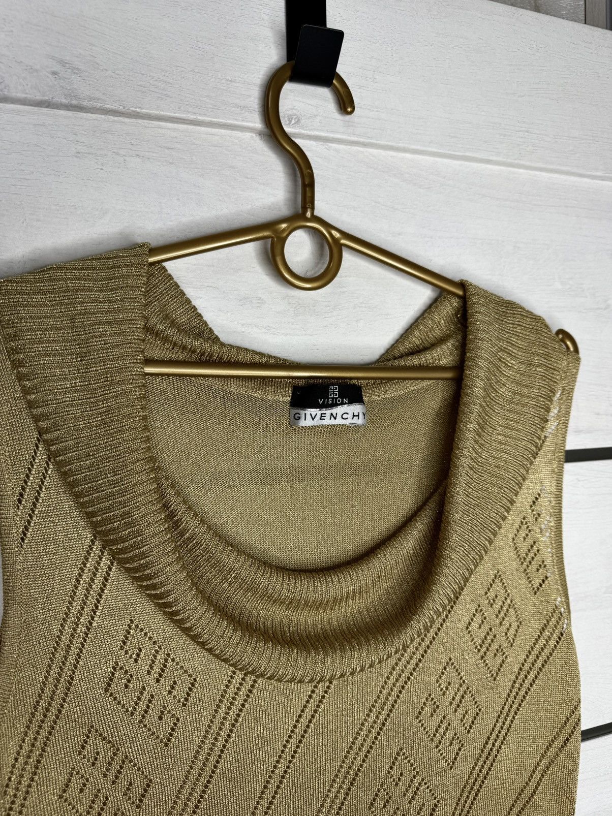 Givenchy Vintage GIVENCHY Vision Gold Luxer Knit Top 4G Logo Monogram Size S / US 4 / IT 40 - 3 Thumbnail