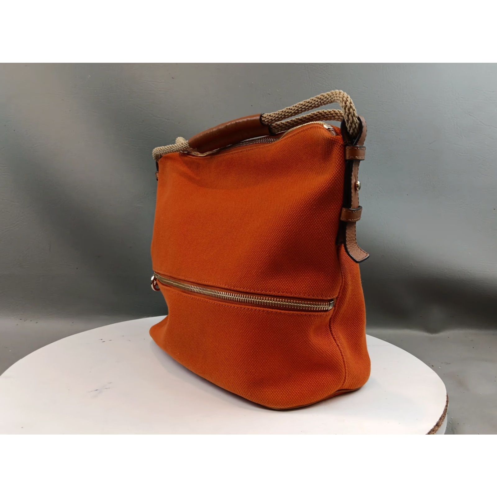 Michael Kors Michael Kors Tote Bag Orange Canvas/Leather Trim Dual Rope Handles Logo Beachy Size ONE SIZE - 4 Thumbnail