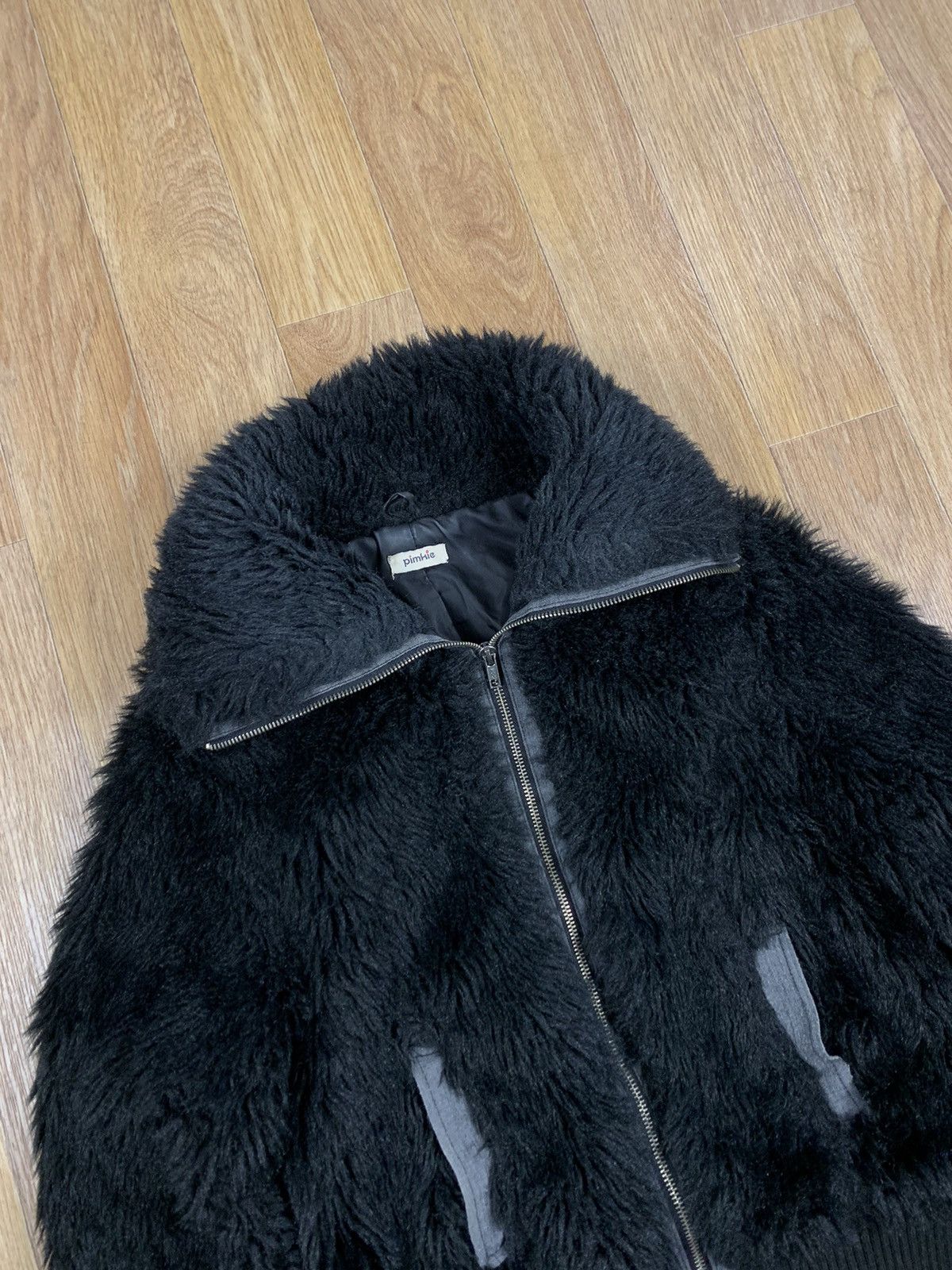 If Six Was Nine Black Full Faux Fur Opium Cropped Jacket Y2K Size M / US 6-8 / IT 42-44 - 4 Thumbnail