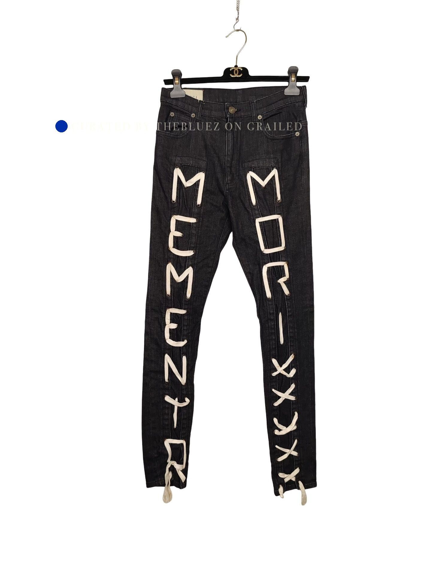 Gucci Black Denim Jeans with Embroidered Text Size 30 Size US 30 / EU 46 - 1 Thumbnail
