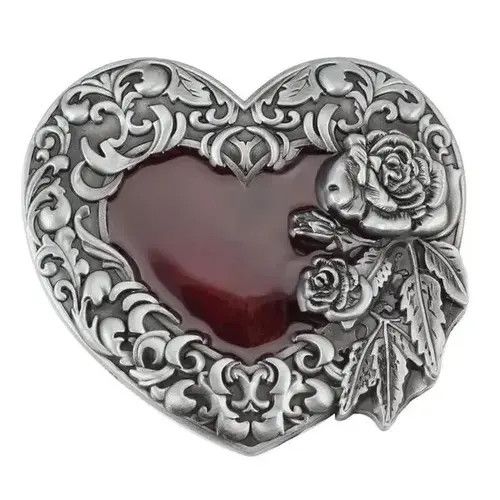 Japanese Brand Vintage Roses and Red Hearts buckle ( no belt ) Size ONE SIZE - 4 Thumbnail
