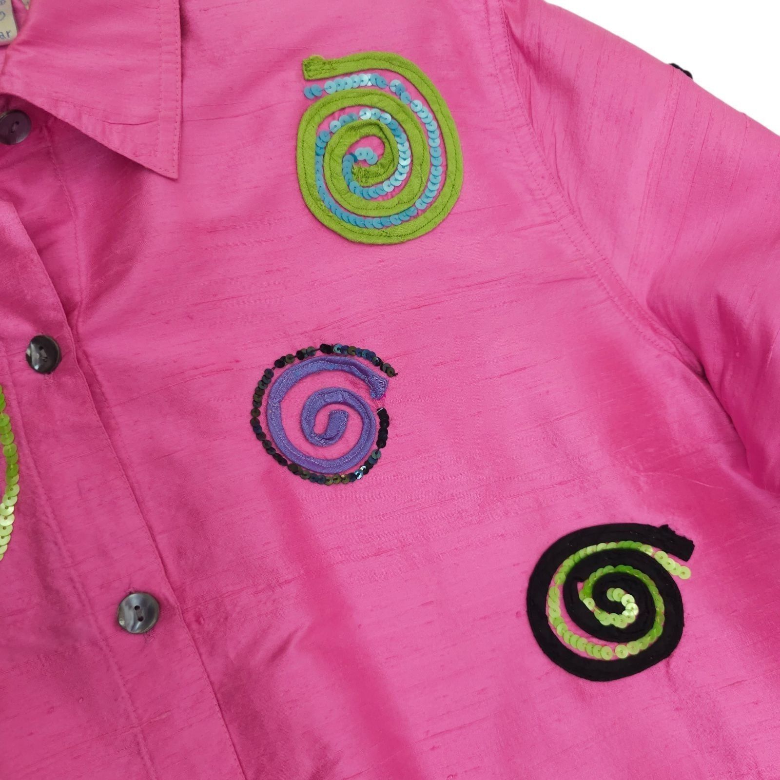 Other Bleu Bayou Silk Shacket L Pink Sequin Swirl Maximalist 90s Size L / US 10 / IT 46 - 15 Thumbnail