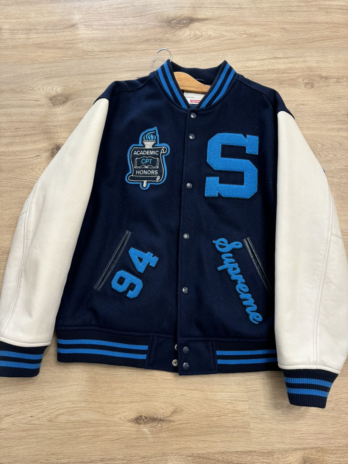 Supreme Supreme Dream Team Varsity Jacket Navy Blue XL Size US XL / EU 56 / 4 - 2 Thumbnail