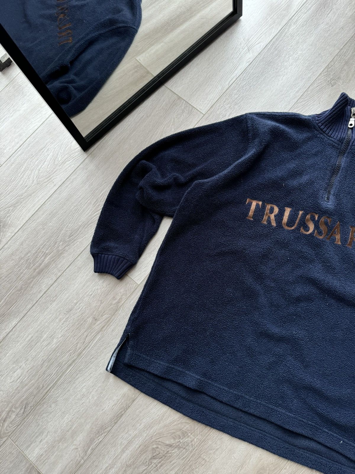Trussardi × Vintage Vintage Made in Italy Trussardi Fleece Jacket Size US XL / EU 56 / 4 - 2 Thumbnail
