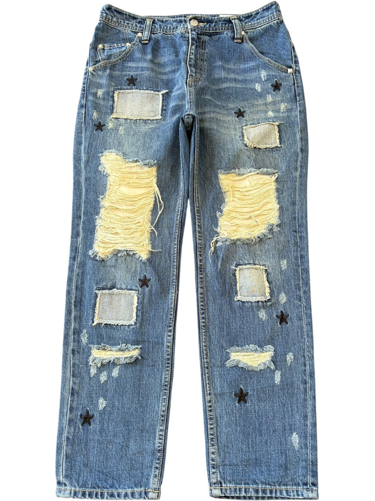 Vintage Japanese Brand Patchwork Distressed Jeans
