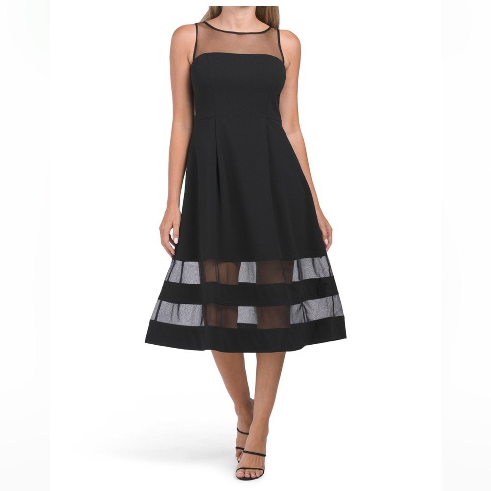 🎉LAST PIECE🎉ADRIANNA PAPELL Crepe Illusion Midi Dress