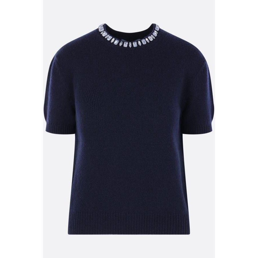 Prada PRADA Blue Wool Cashmere Short Sleeve Sweater New & Authenti Size M / US 6-8 / IT 42-44 - 1 Thumbnail