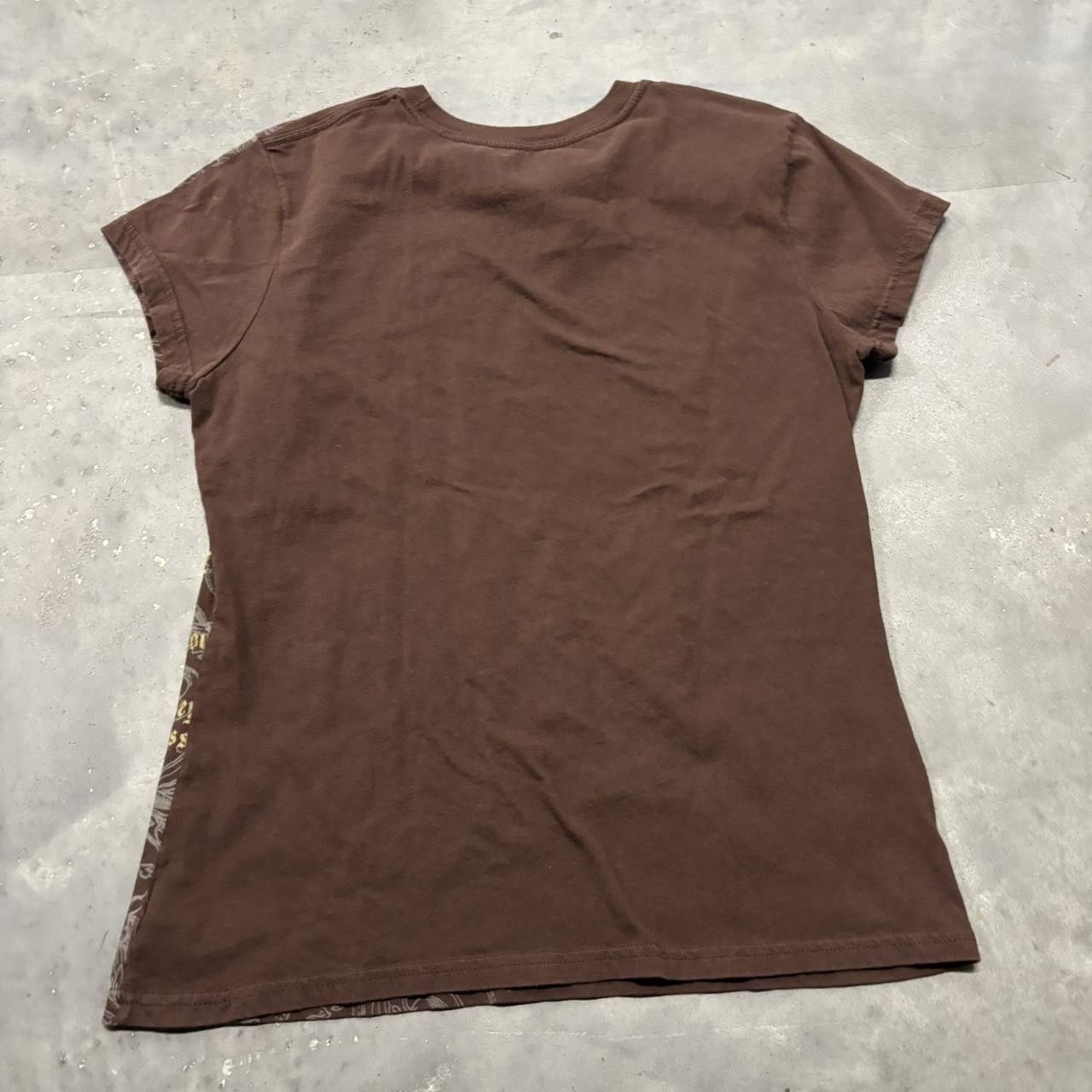 Japanese Brand × Vintage Crazy Vintage Y2K/2000s Grunge Cyber Goth Brown Pirates Of The Caribbean Skull Graphic Tee! Size L / US 10 / IT 46 - 4 Thumbnail