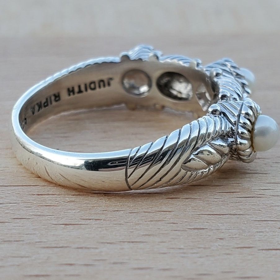 Judith Ripka Judith Ripka Sterling Silver 925 Three Pearl Ring Size 8 Size ONE SIZE - 5 Thumbnail