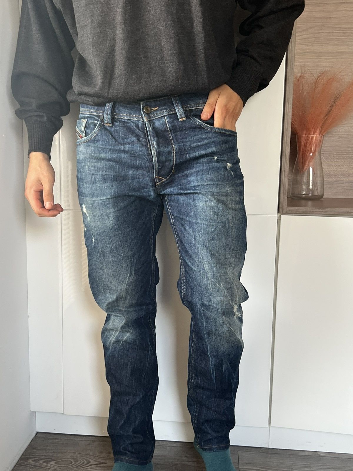 Diesel ‼️Vintage Diesel Industry Distressed Denim Selvage Jeans‼️ Size US 33 - 15 Thumbnail