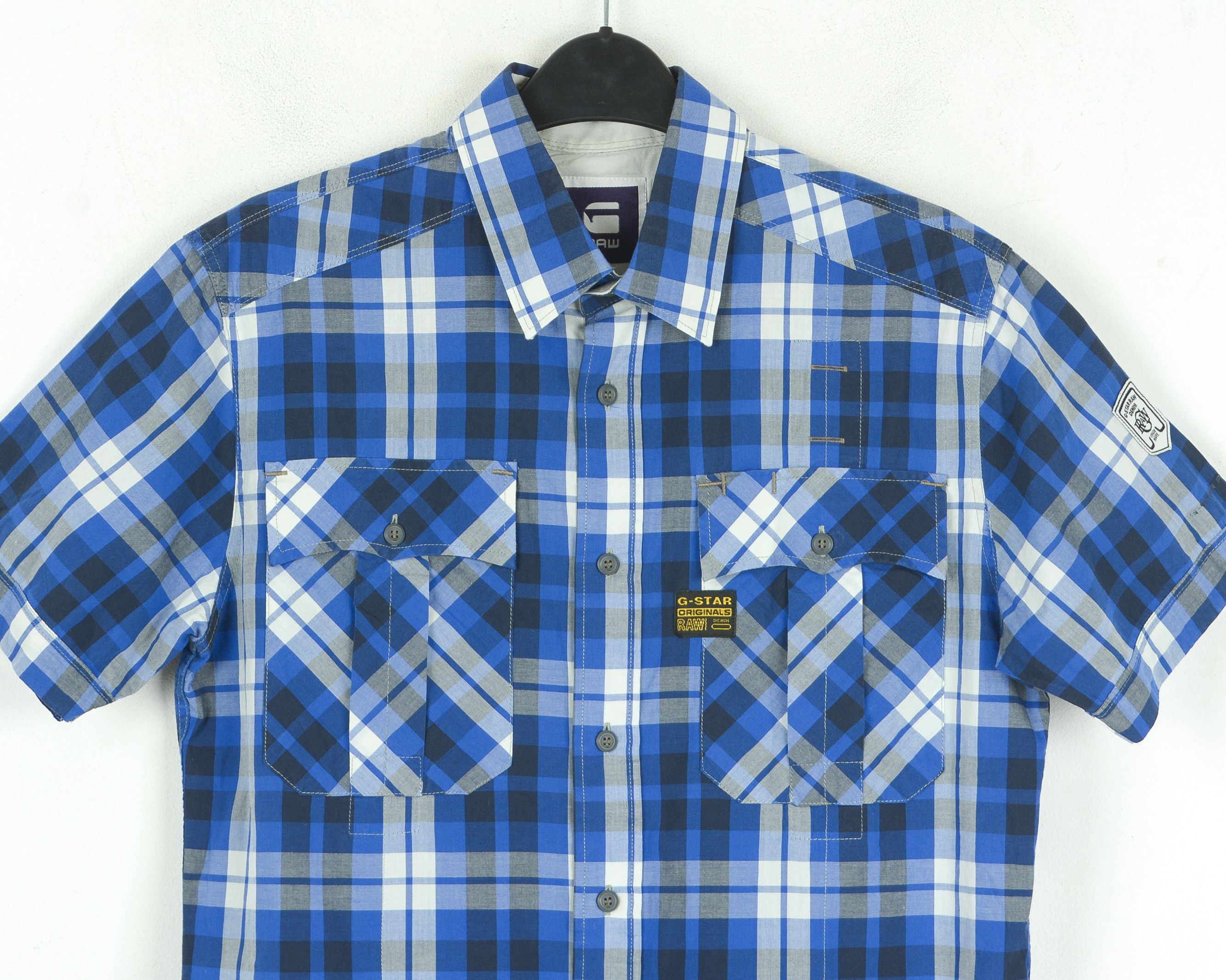 G-Star Tunn Hillstand Shirt M Short Sleeved Casual Checked Blue Top Size US M / EU 48-50 / 2 - 7 Thumbnail