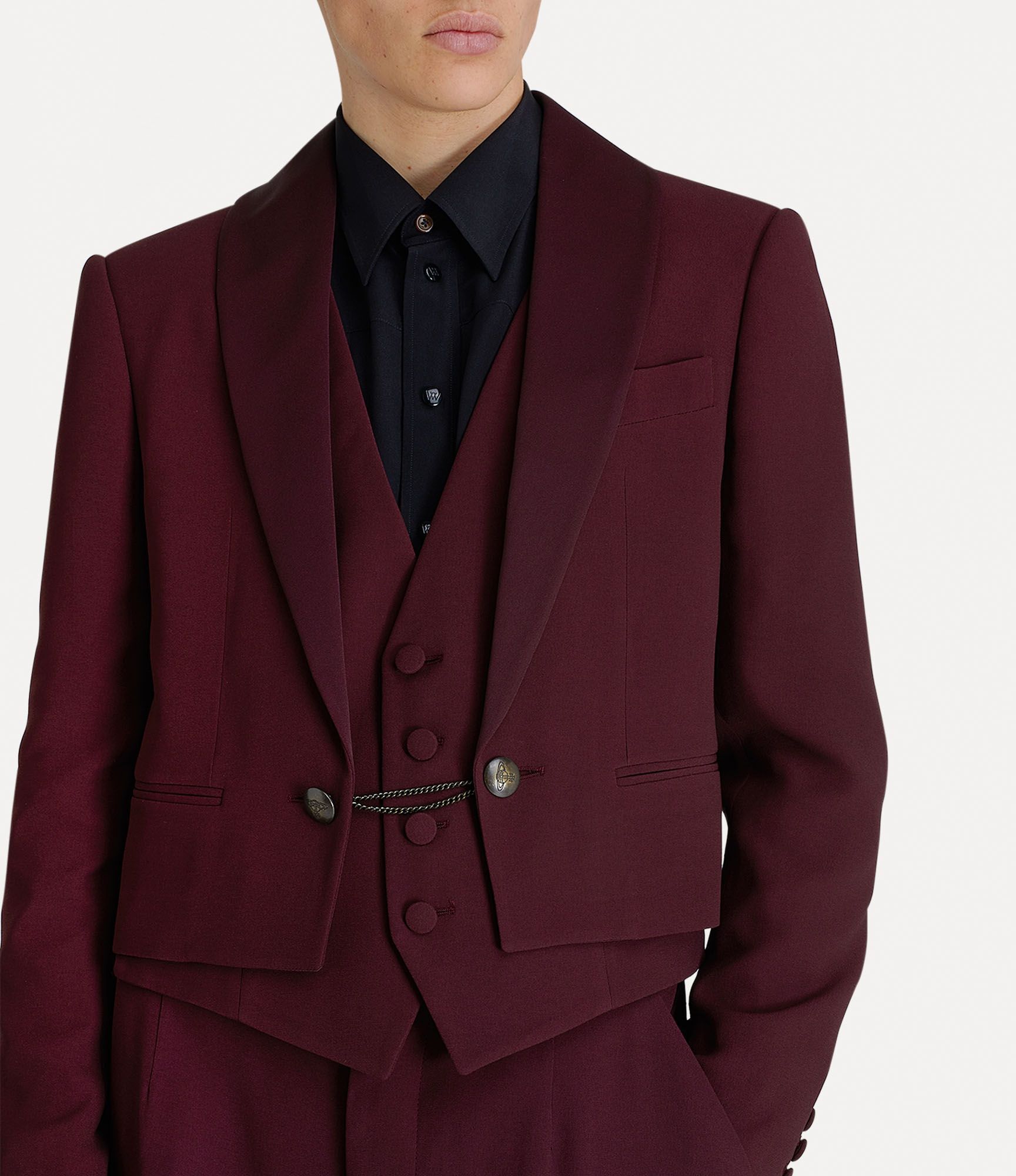 Vivienne Westwood o1f1d3z0525 Cropped Bellboy Jacket Viscose in Burgundy Size US L / EU 52-54 / 3 - 4 Thumbnail
