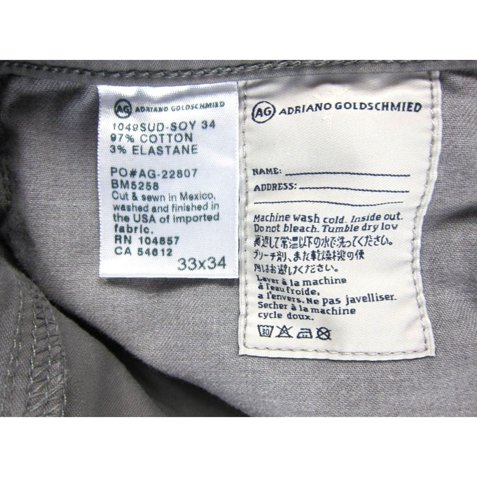 Vintage VINTAGE Adriano Goldschmied The Protege Straight Leg Grey Cotton Stretch Pant Men 33X33 Size US 33 - 4 Thumbnail