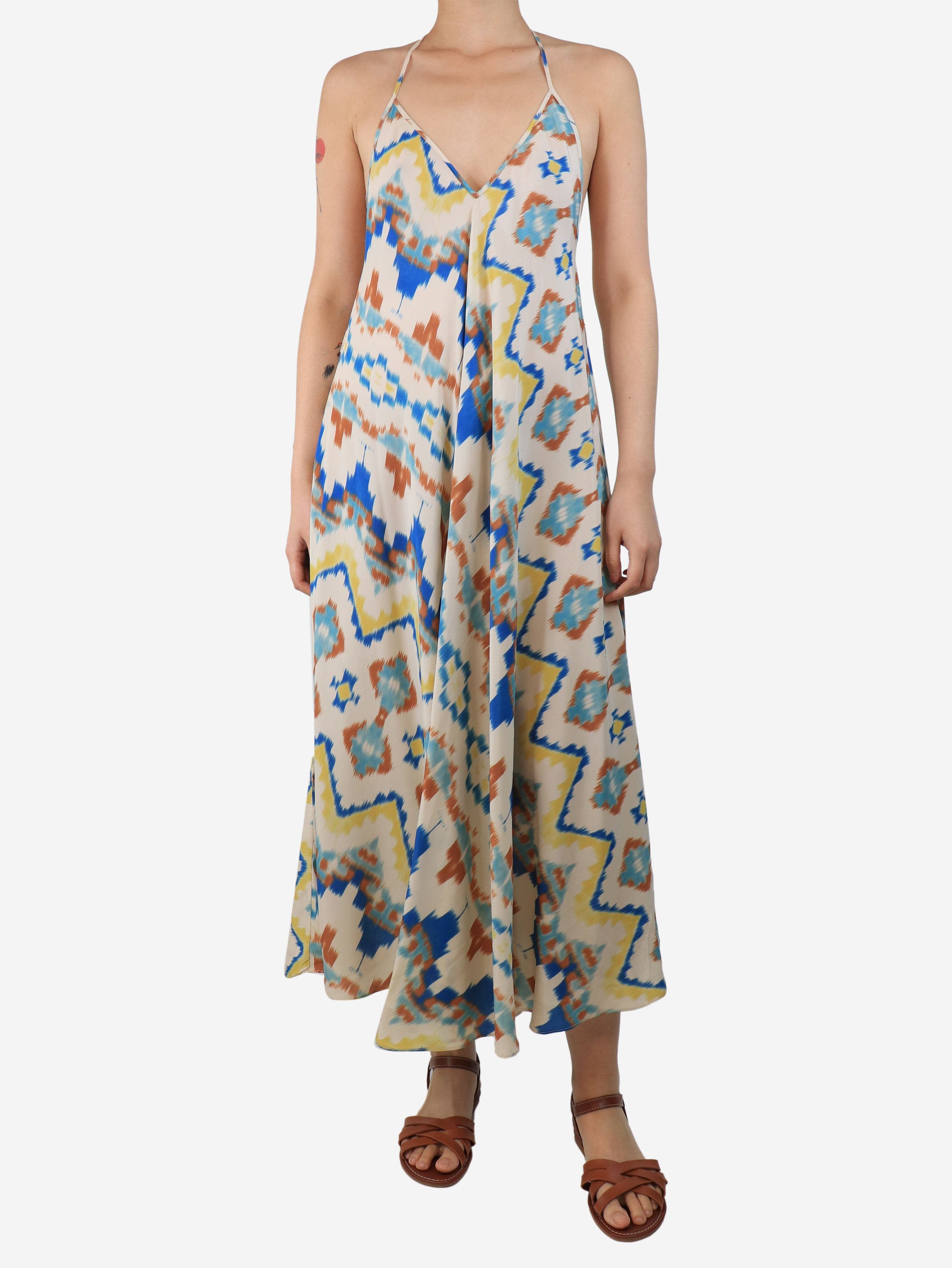 Multicolour silk-blend printed midi dress - size S