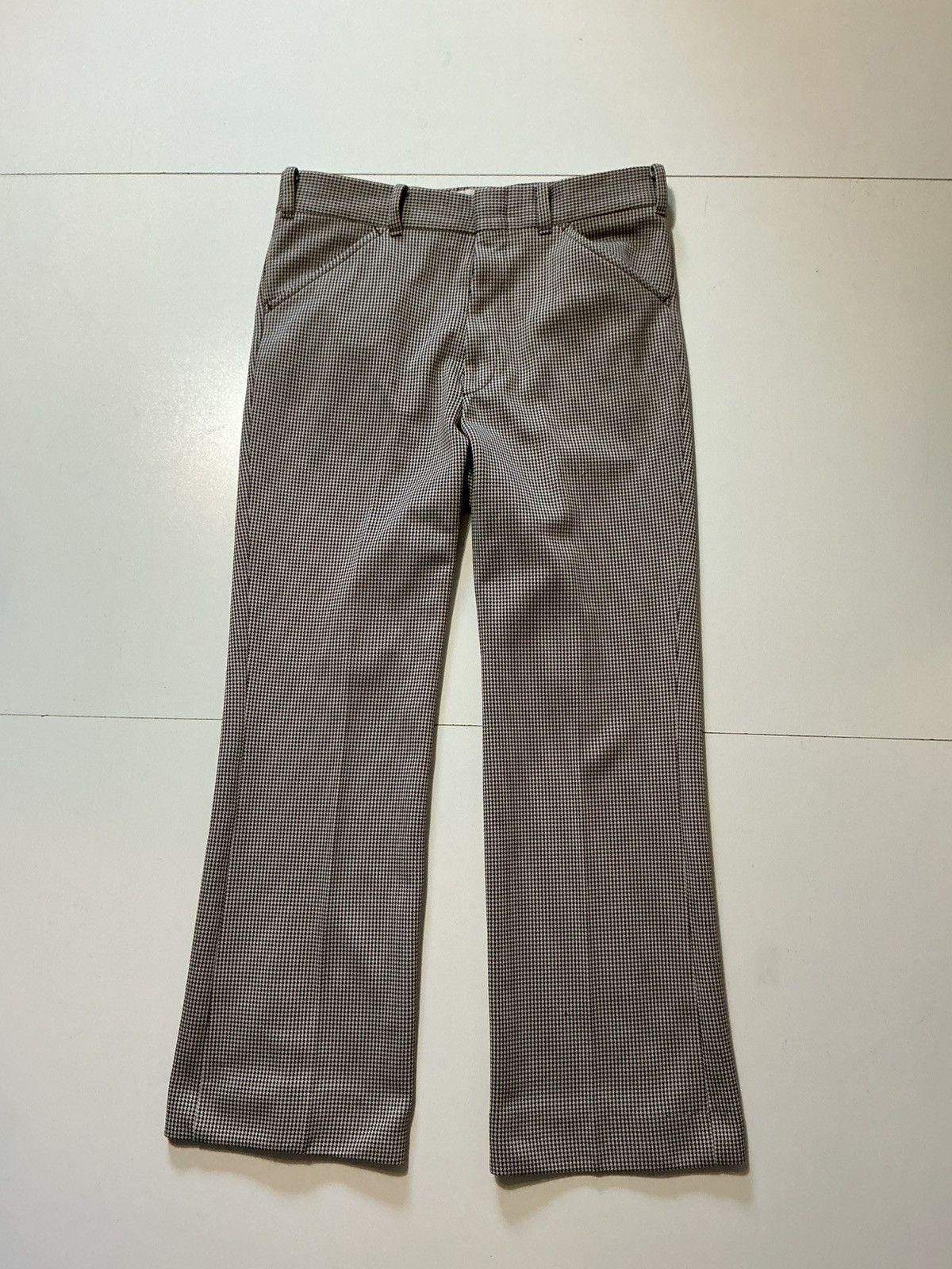 Vintage Vintage 70s Houndstooth Talon Polyester Disco Flare Pants Size US 34 / EU 50 - 1 Thumbnail