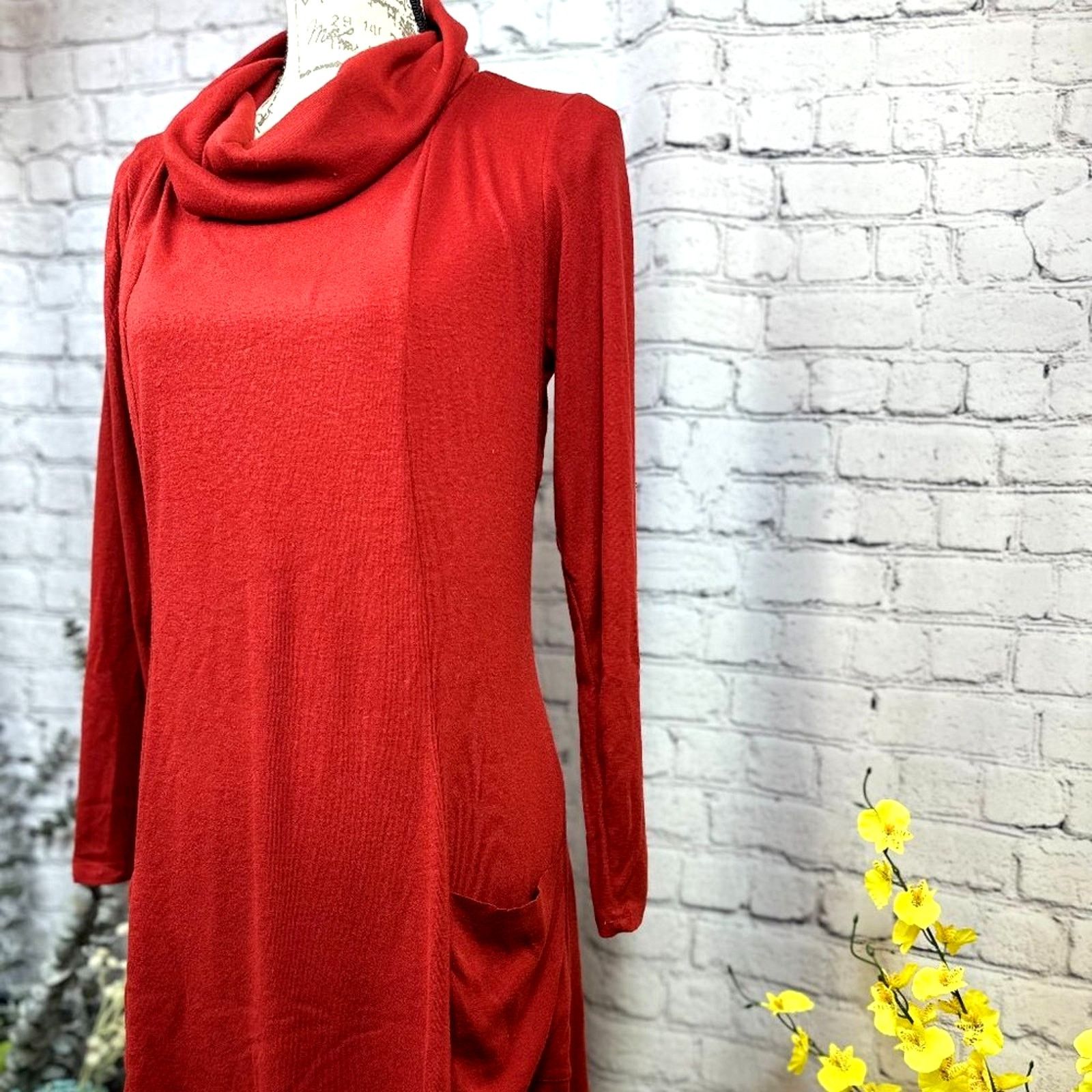 Other Long Sleeve Cowl Neck Tunic Pockets - Blood Orange - size L Size L / US 10 / IT 46 - 3 Thumbnail