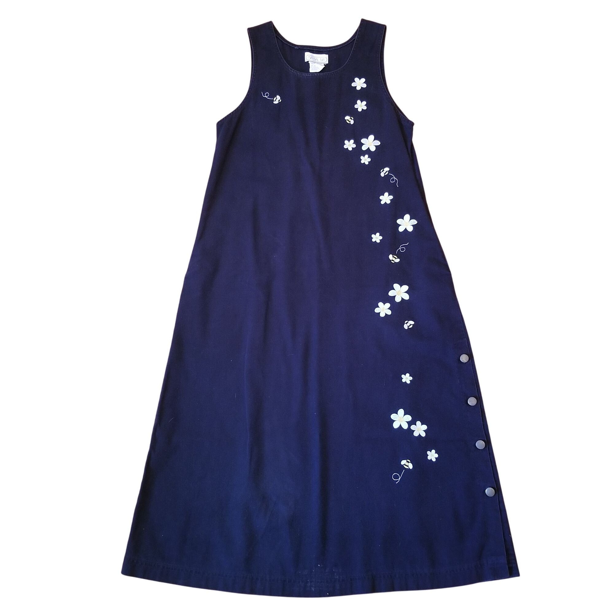 Other Vintage Mandal Bay M Black Daisy Embroidered Sleeveless Dres Size M / US 6-8 / IT 42-44 - 1 Thumbnail