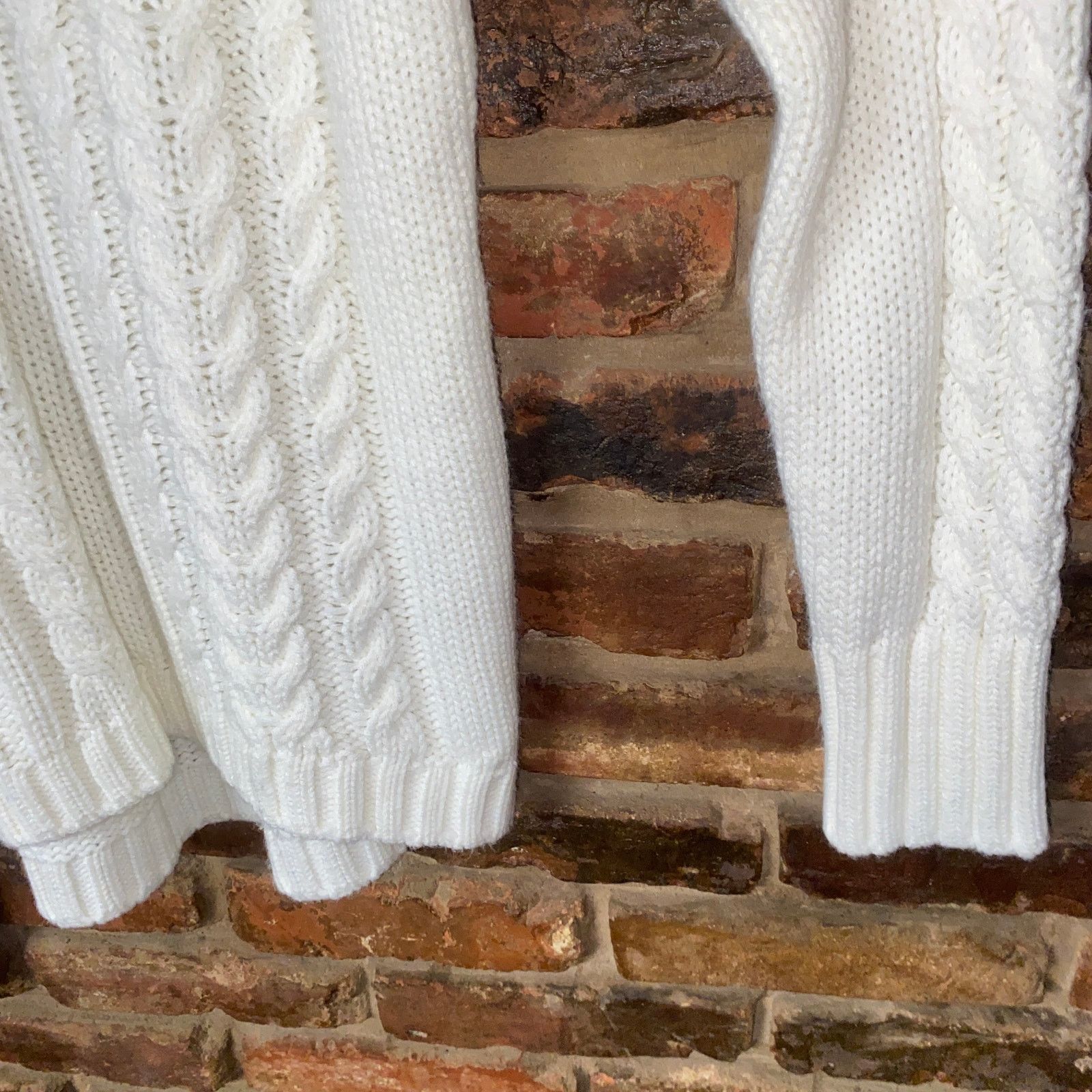 Venus Venus White Cable Knit High neck Pullover Sweater Size Large Size L / US 10 / IT 46 - 3 Thumbnail