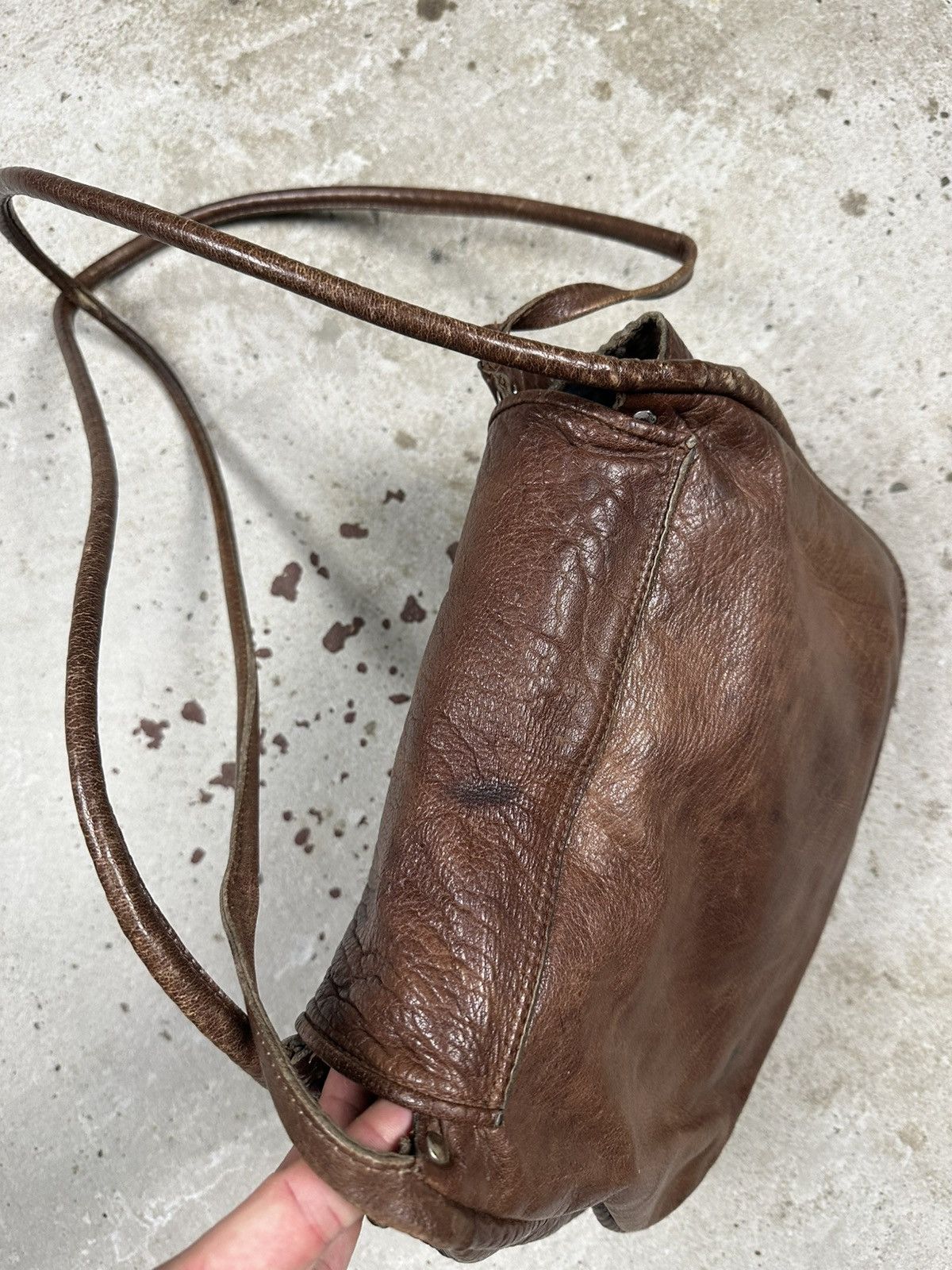 Japanese Brand Vintage 90s Brown Genuine Leather Hand Tote Bag rare utility Size ONE SIZE - 10 Thumbnail