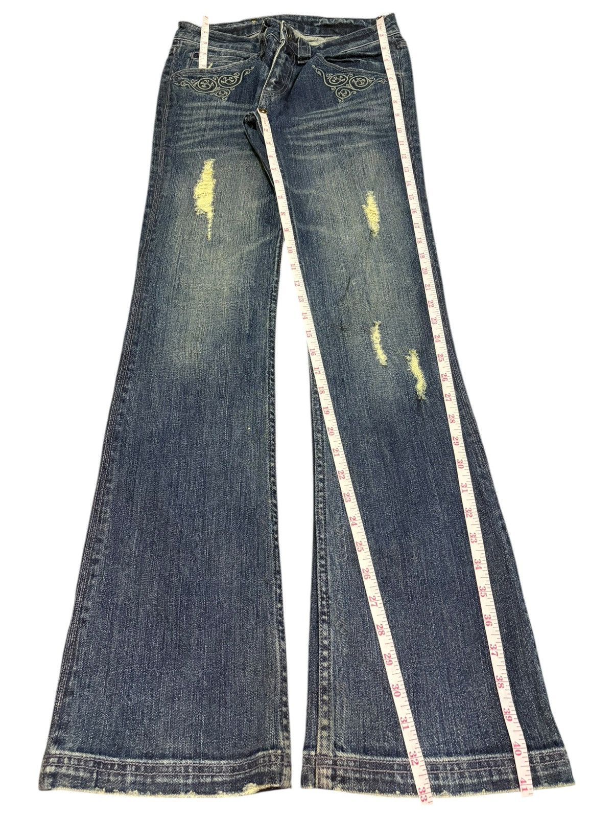 Hysteric Glamour Vintage Japanese Buffalo Distressed Low Rise Flare Jeans Size 27" / US 4 / IT 40 - 7 Thumbnail