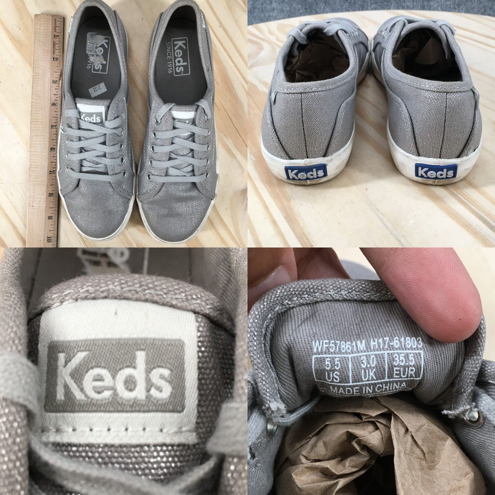 Keds Keds Women’s 5.5 Coursa Lace Up Low Top Sneakers Gray Canvas Shoes Casual Sneaker Adults Womens Size M / US 6-8 / IT 42-44 - 8 Thumbnail