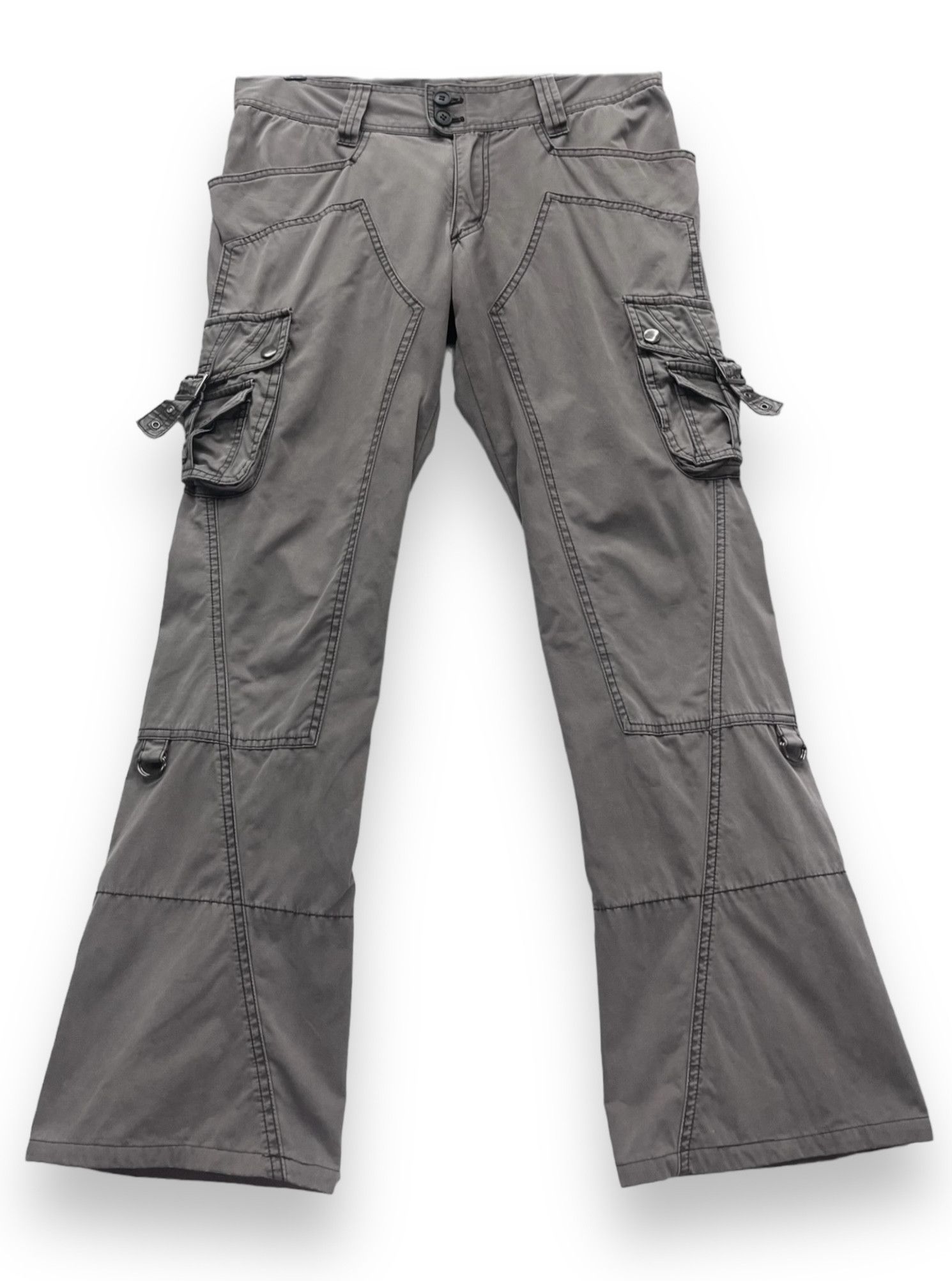 Michel Klein FYE🔥90’s MICHEL KLEIN HOMME Double Knee Bondage Flare Cargo Size US 31 - 5 Thumbnail