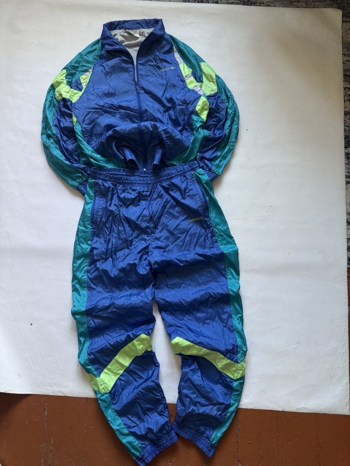 Adidas Vintage 90s Adidas Nylon Tracksuit Blue Teal Y2K Size US XL / EU 56 / 4 - 1 Thumbnail