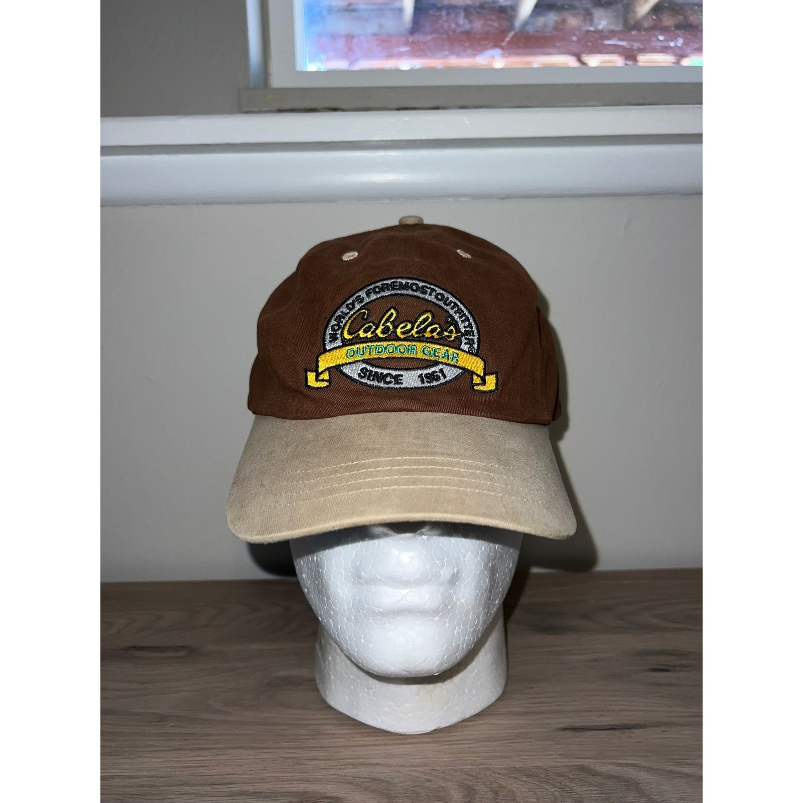 Cabelas Y2K Cabela's Outfitters Hunting Brown Hat Headwear 2000s OS Size ONE SIZE - 1 Thumbnail