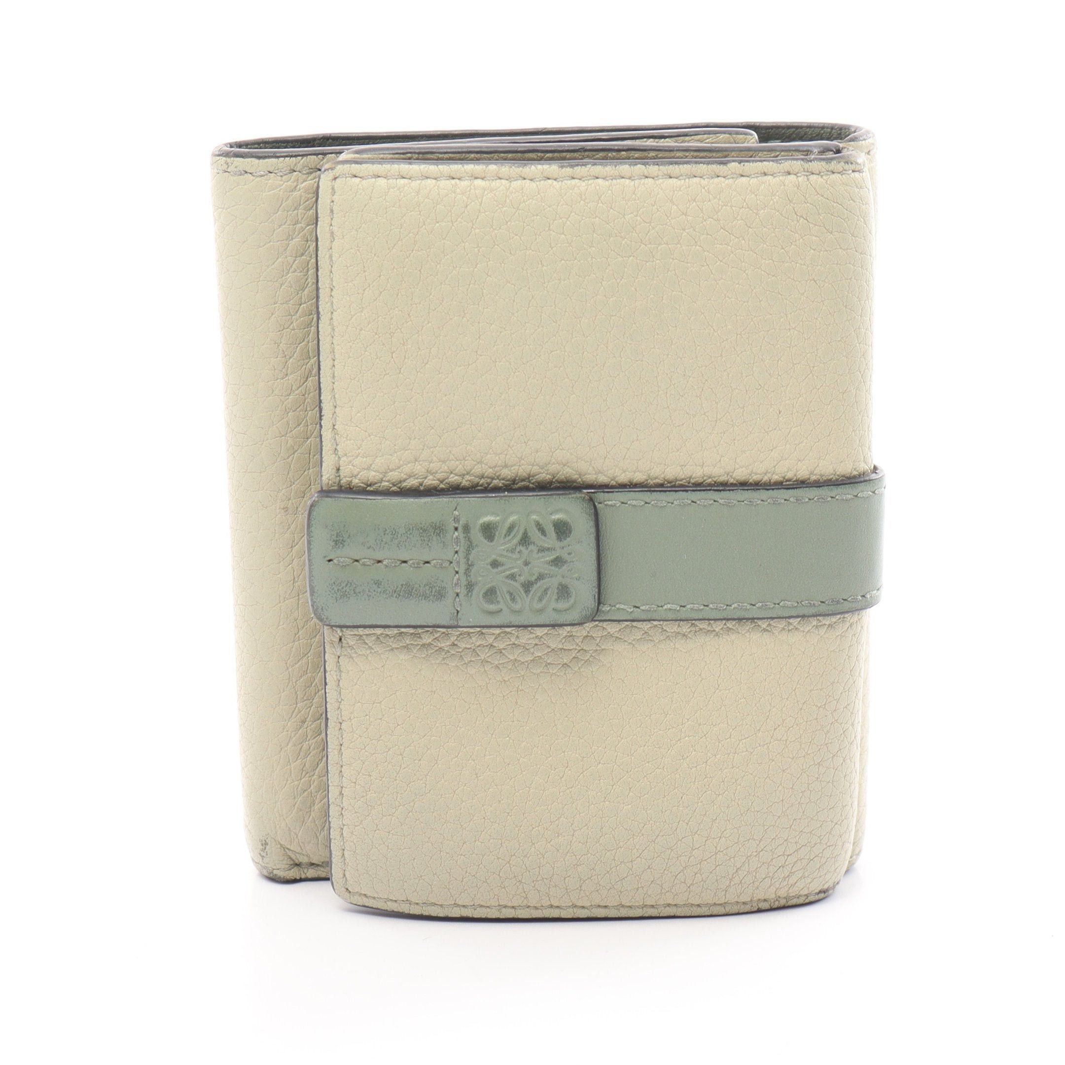 image of Loewe Trifold Wallet Trifold Wallet Leather Khaki Beige Green, Women's