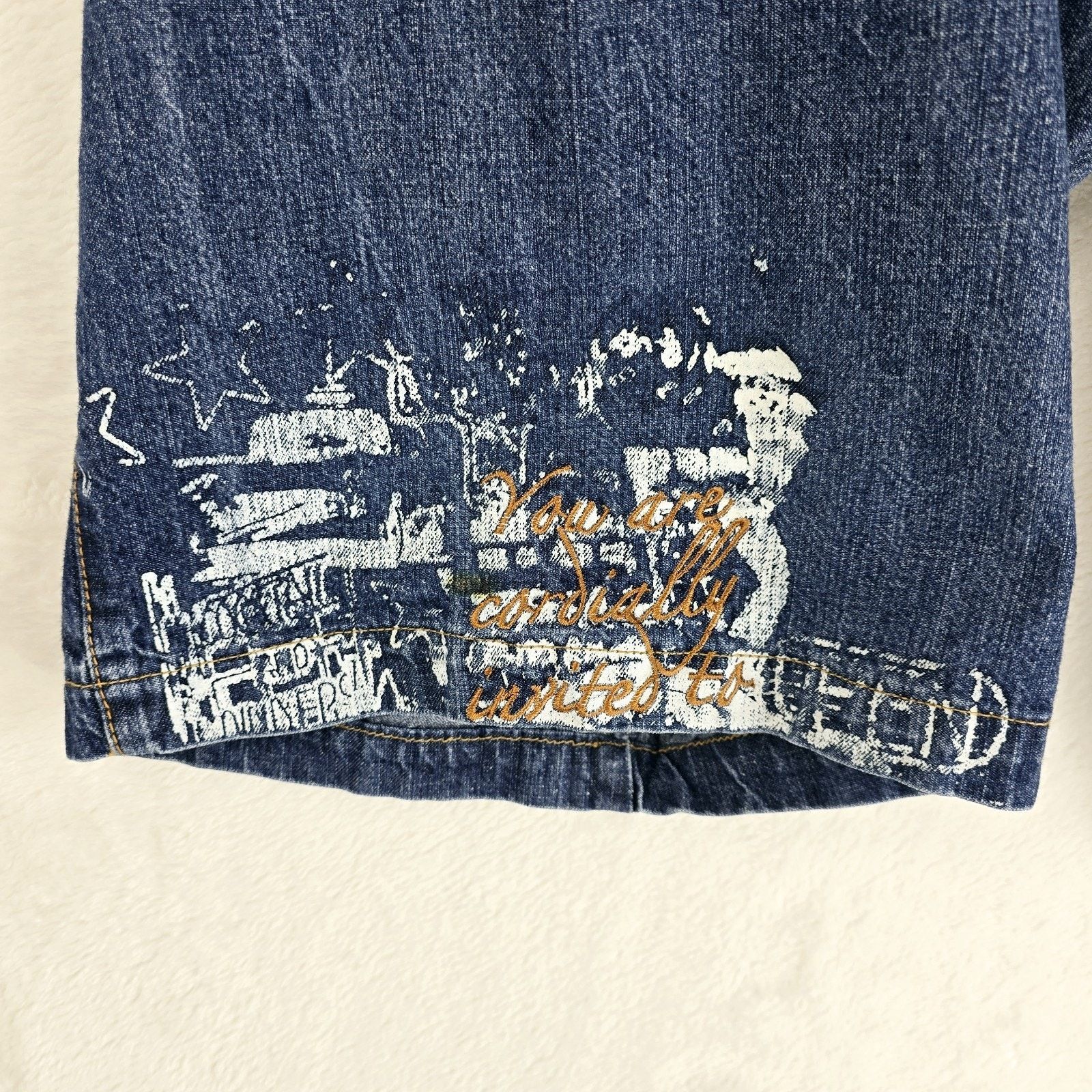 Other Vintage Y2K Indigo Red Jean Shorts 40 Baggy Skater Jorts Size US 40 / EU 56 - 5 Thumbnail