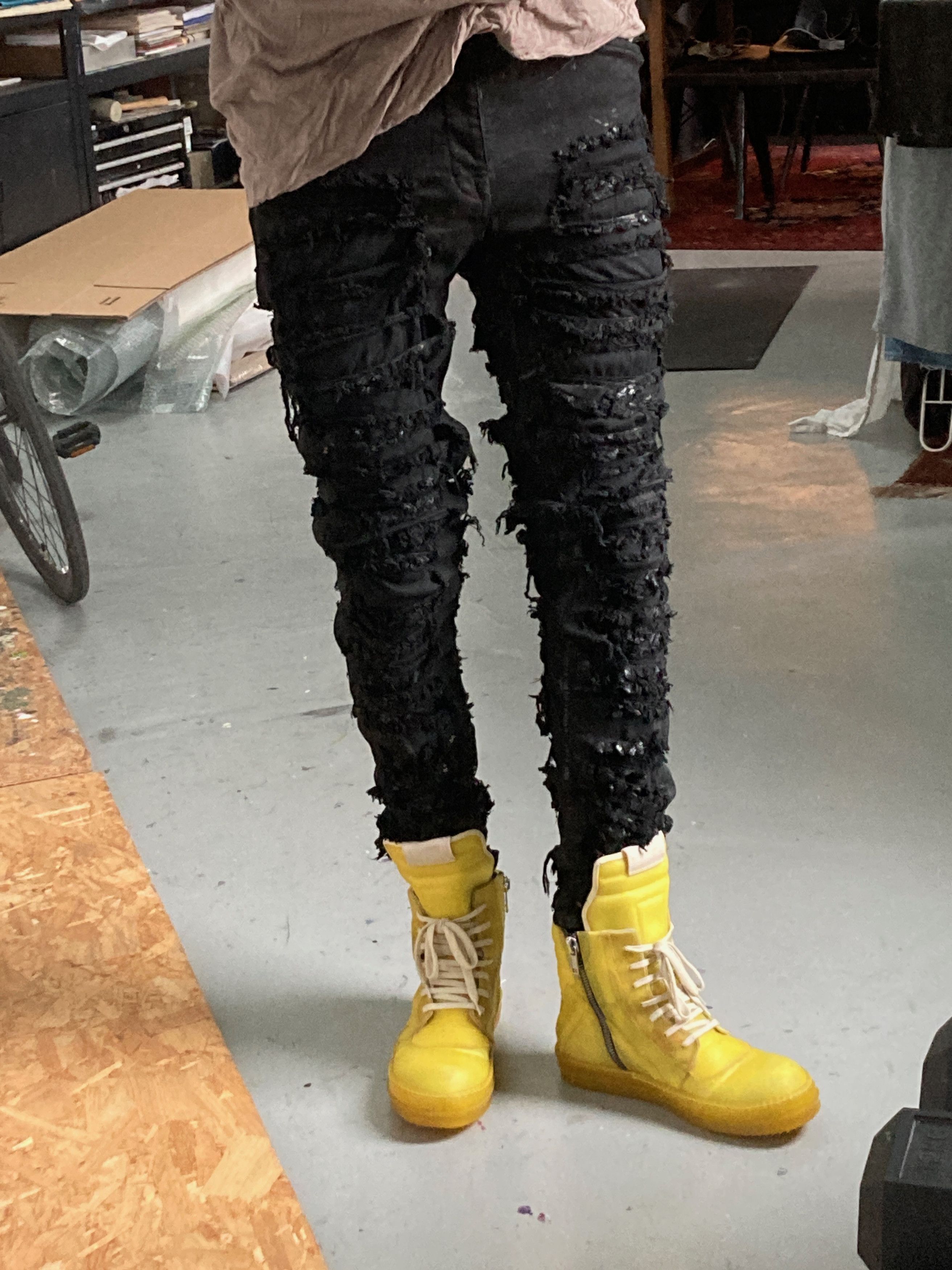 Rick Owens SLASHED TYRON CUT DENIM BLACK Size US 34 / EU 50 - 4 Thumbnail