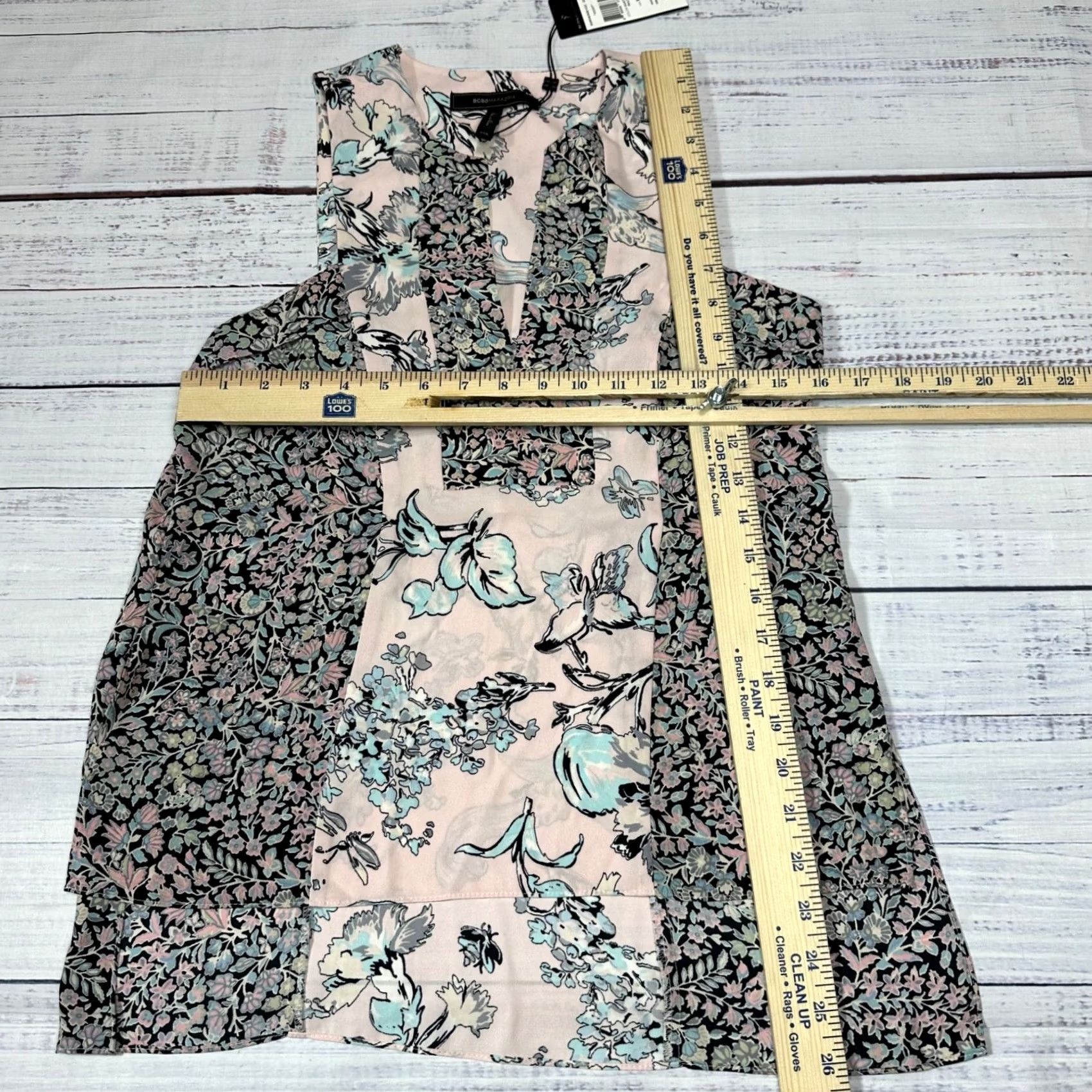 Bcbgmaxazria BCBGMAXAZRIA Womens Tank XS Dusty Rose Multicolor Floral New Vicky Measurements Pink Tank Top Womens XXS - 2XS Size XXS / US 00 / IT 34 - 2 Thumbnail