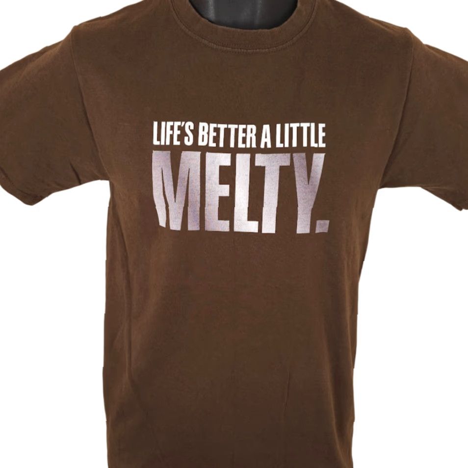 Hanes Lifes Better A Little Melty T Shirt Mens Small Brown Chocolate Snack Tee Size US S / EU 44-46 / 1 - 2 Thumbnail