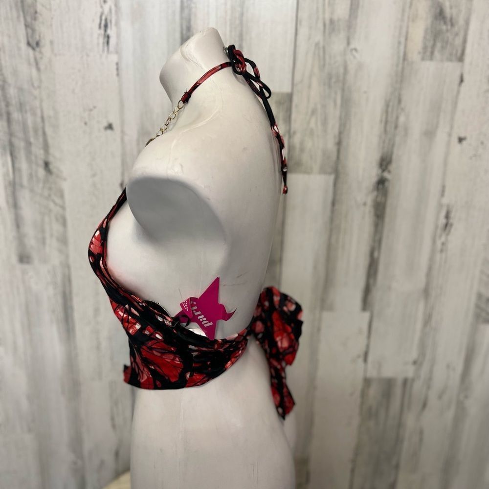 Other Meraki Red & Black Abstract Halter Top Small Gold Chain Neck Size S / US 4 / IT 40 - 2 Thumbnail