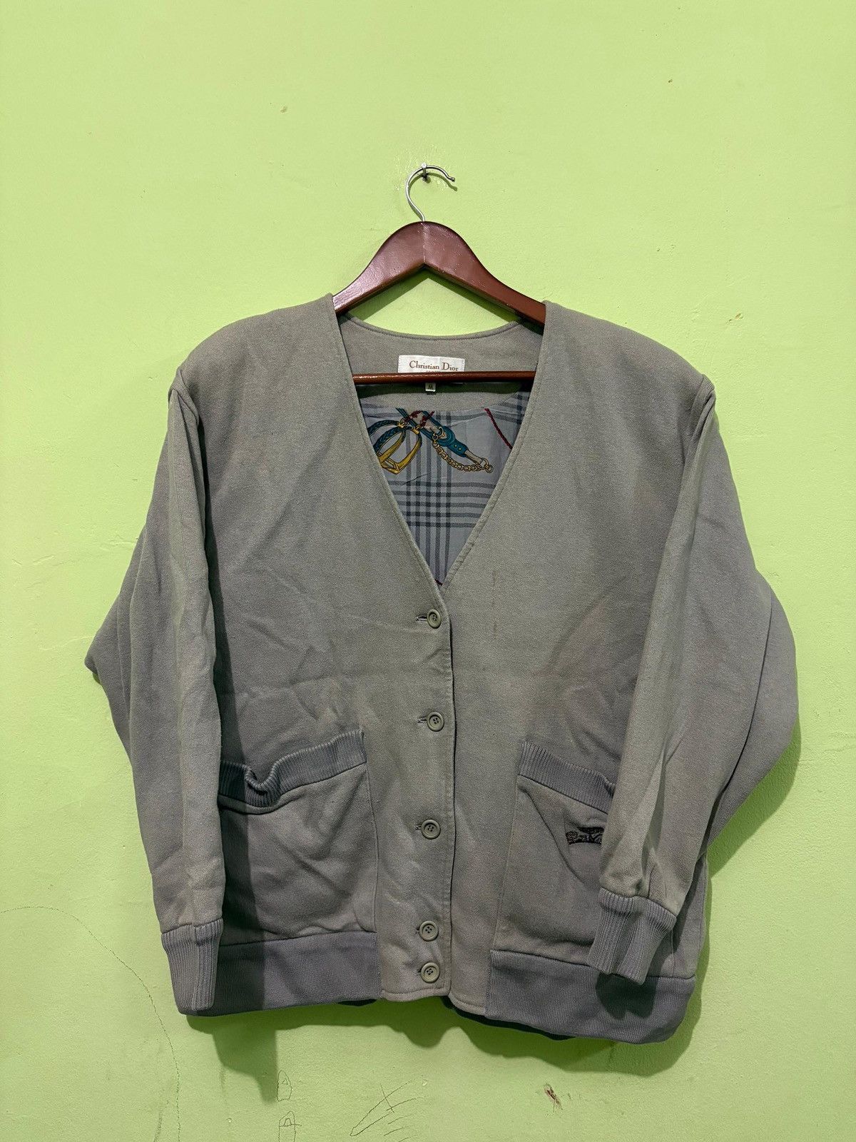 Vtg Christian Dior Cardigan Jacket Design Double Pocket