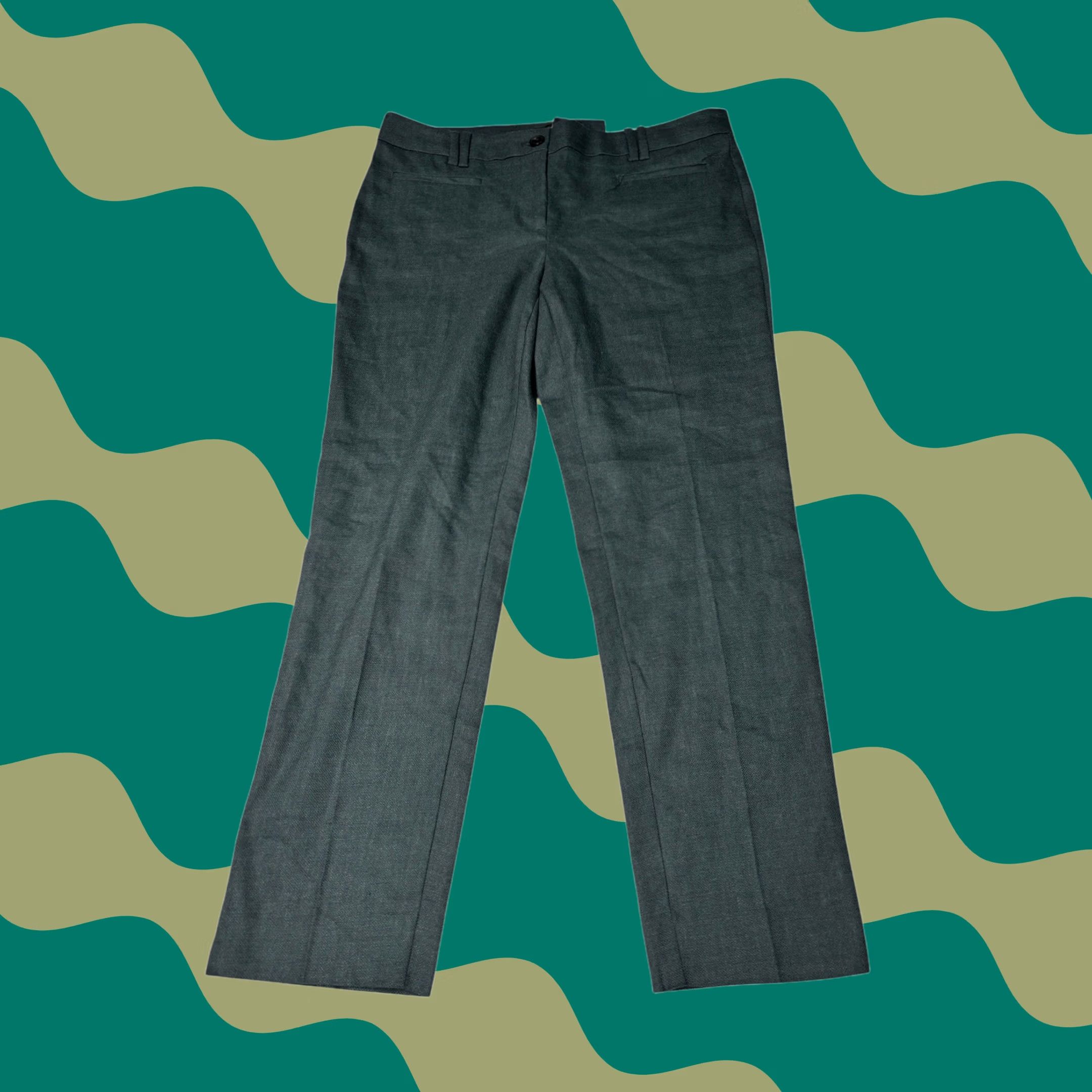Ann Taylor NWT Ann Taylor The Cotton Crop Pants Green Linen Blend Mid Rise Womens 4 W32 L26 Size 27" / US 4 / IT 40 - 1 Thumbnail