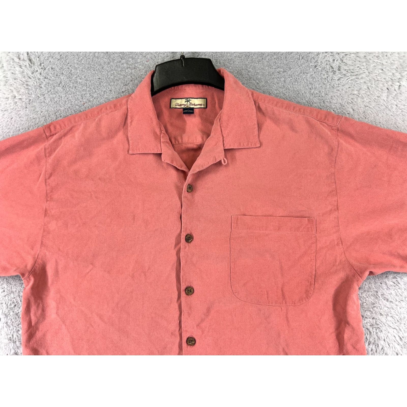 Tommy Bahama Tommy Bahama Shirt Men Large Pink Solid 100% Silk Hawaiian Button Up Vacation Size US L / EU 52-54 / 3 - 4 Thumbnail