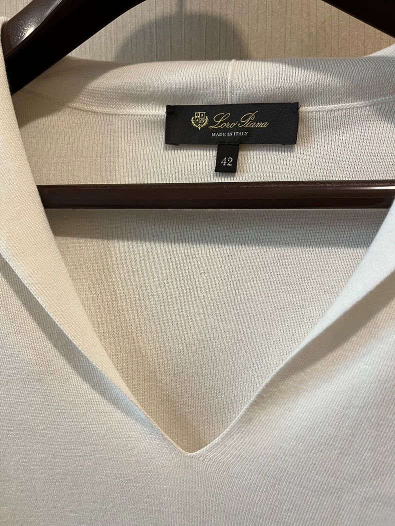 LORO PIANA White knit polo shirt