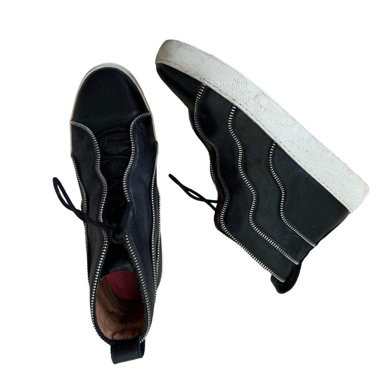 Frye Webster Zip High 71890 Black Leather Zipper Sneakers