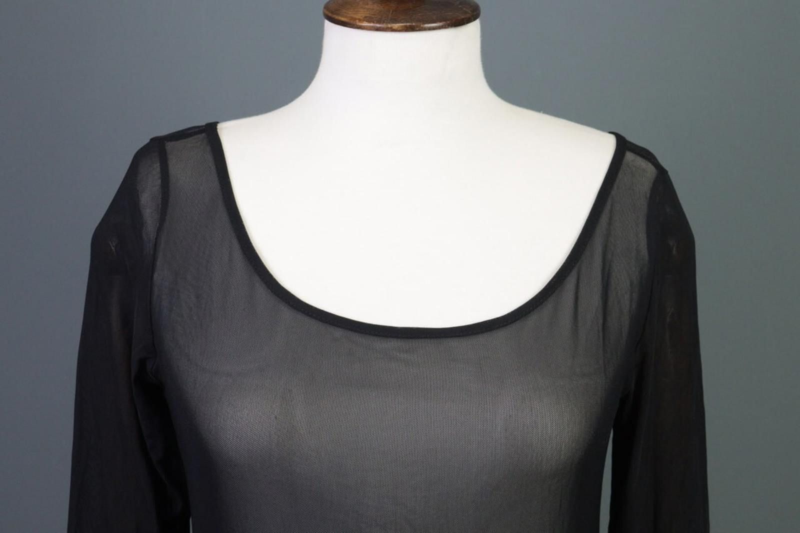 Designer Sarah Pacini Black Mesh Stretch Top Blouse Size S Size M / US 6-8 / IT 42-44 - 2 Thumbnail