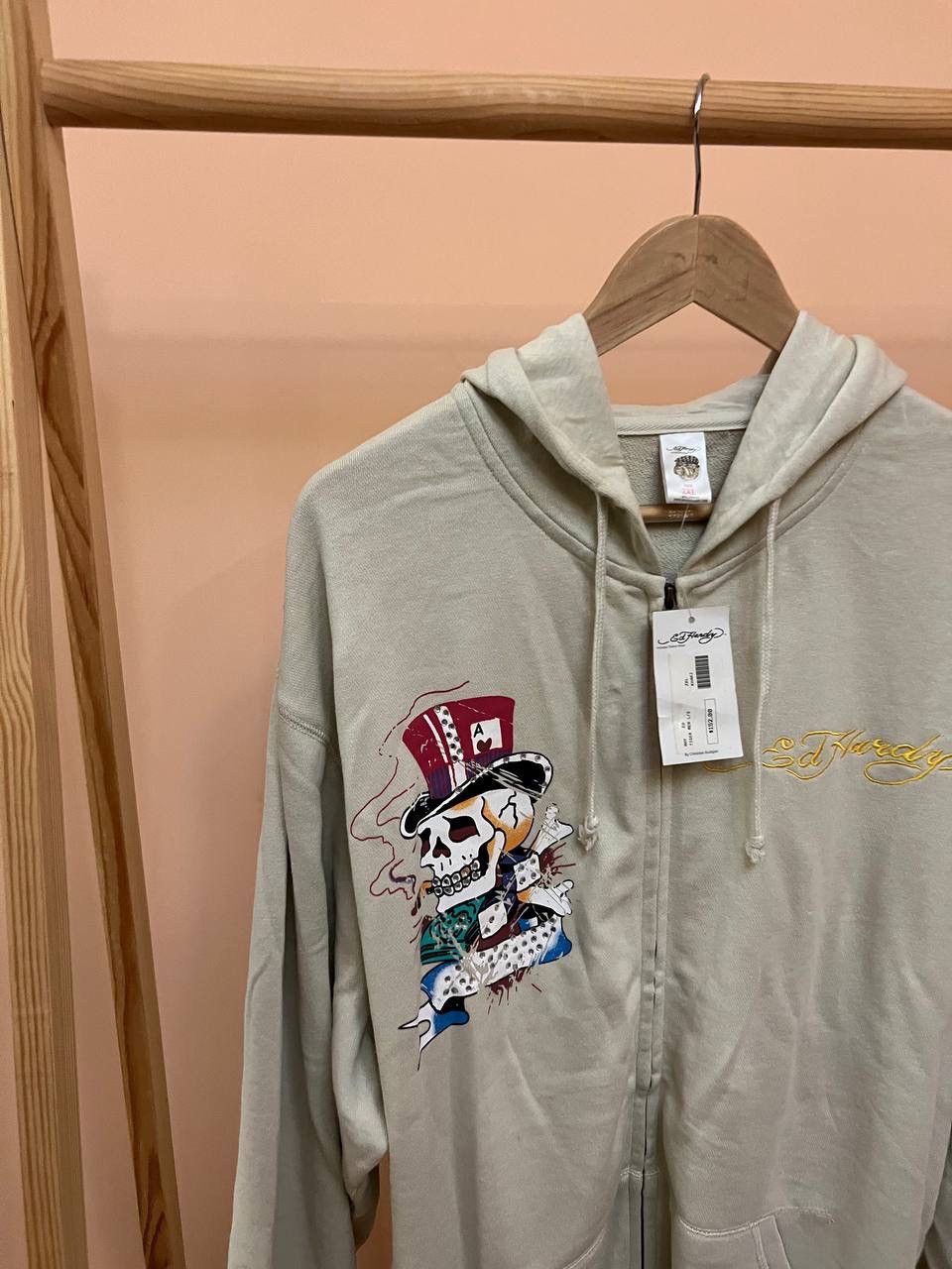 Christian Audigier × Ed Hardy NEW! Ed Hardy Sculls ZIP UP HOODIE VINTAGE Patches audiger Size US XXL / EU 58 / 5 - 9 Thumbnail