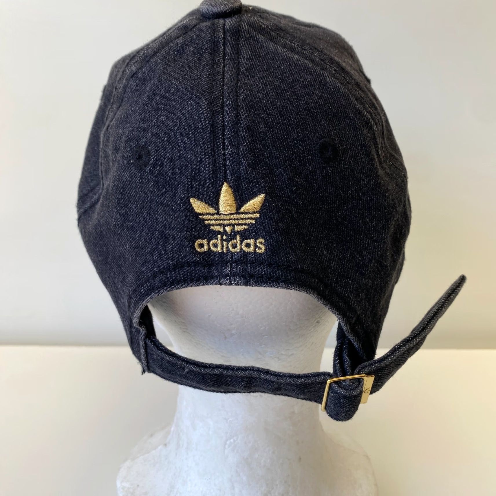 Adidas VINTAGE Adidas Strapback Dad Hat Black Denim Gold Embroidered One Size Casual Size ONE SIZE - 4 Thumbnail