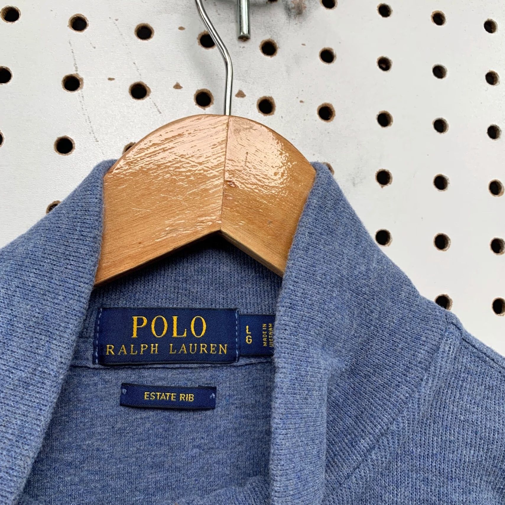 Polo Ralph Lauren Polo Ralph Lauren Sweater Mens Large Blue Estate Rib 1/4 Zip Leather Zip Tab Knit Cotton Mock Neck Long Sleeve Casual Winter Fall Spring Regular Size US L / EU 52-54 / 3 - 3 Thumbnail