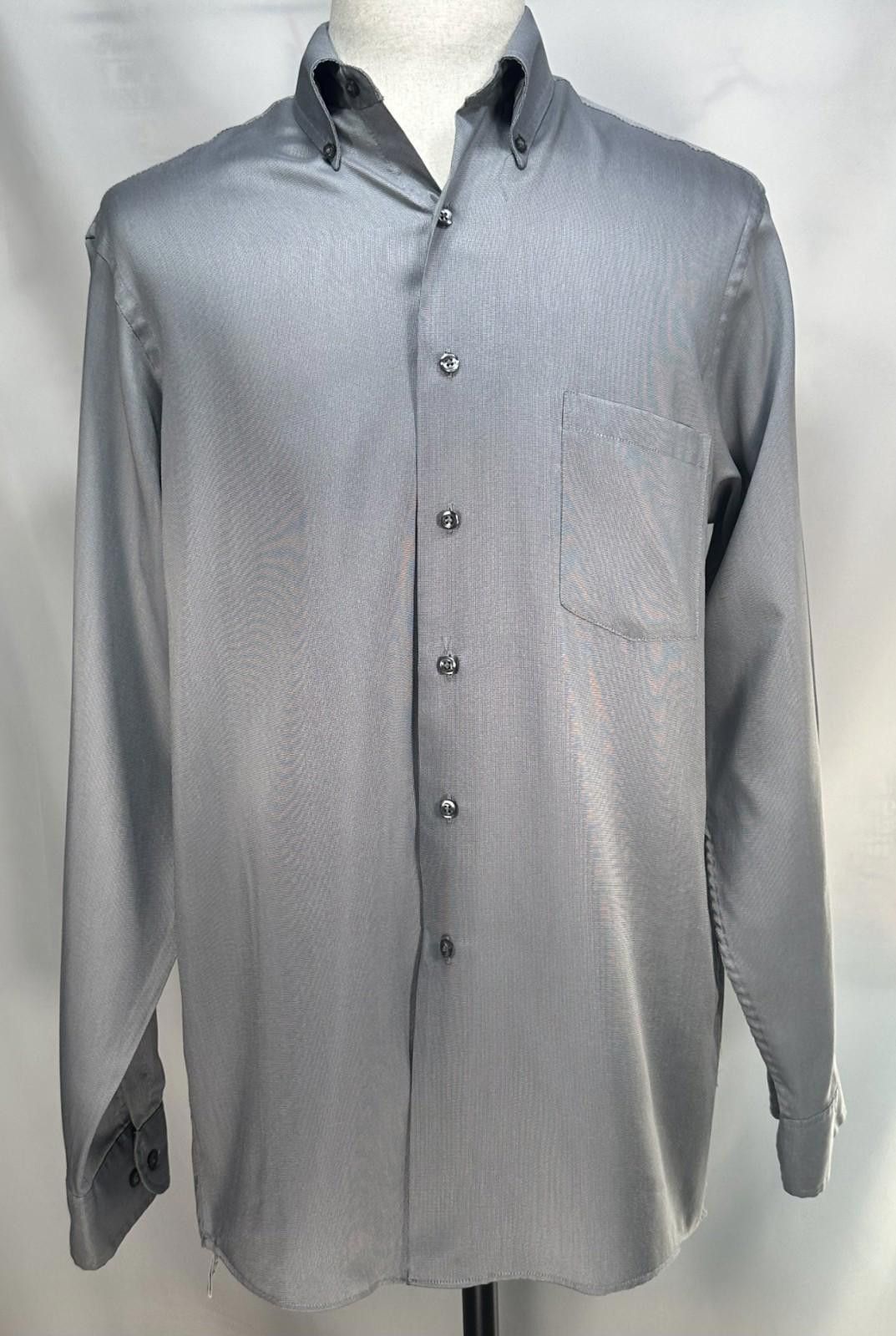 Van Heusen Van Heusen 16-34/35 Pique Easy Care Dress Shirt Men's Gray L Size 42R - 1 Thumbnail