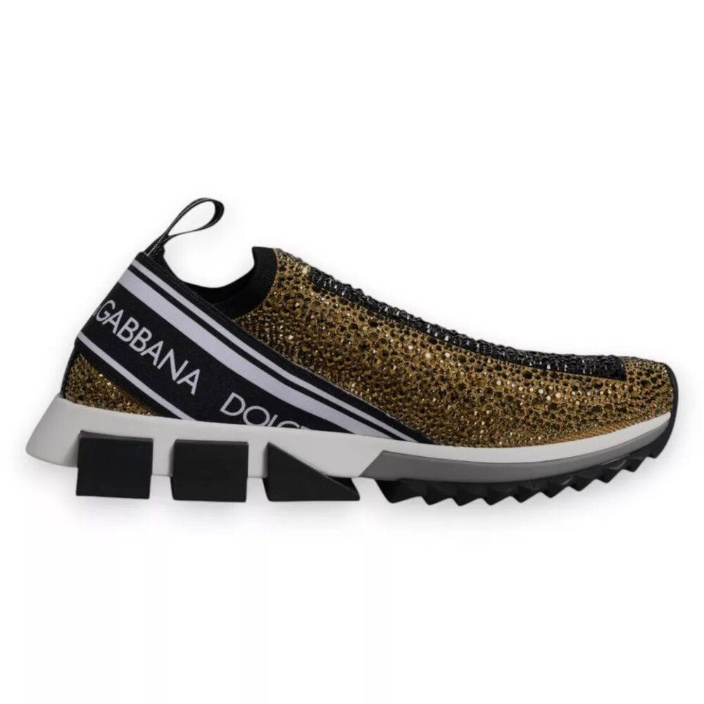 Dolce & Gabbana Dolce & Gabbana Gold Rhinestones Sorrento Sneakers Shoes (Si Size US 7 / EU 40 - 1 Preview