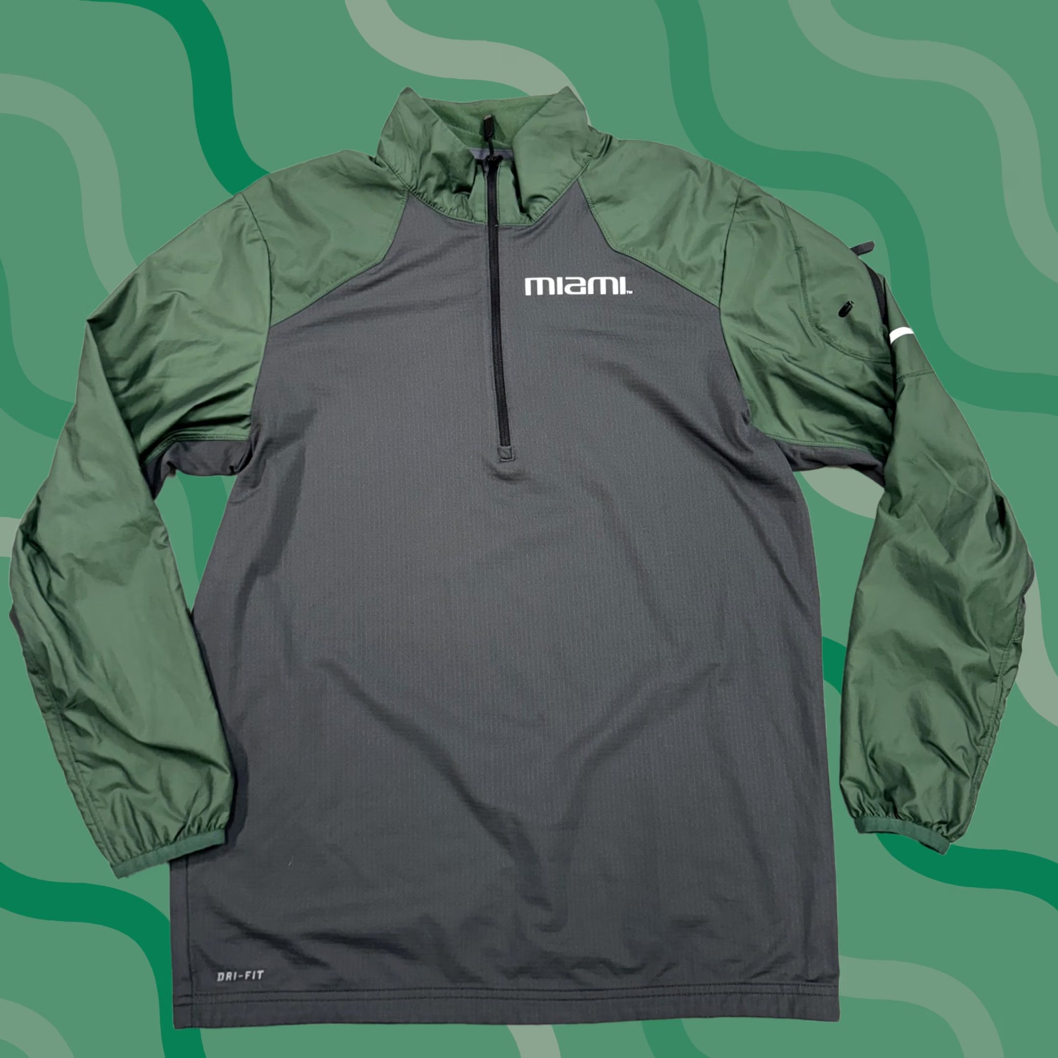 Nike Nike Dri-FIT Pullover Jacket Mens M Windbreaker Black Green 1/4 Zip Zip Pockets Lightweight Moisture Wicking Windproof Logo Size US M / EU 48-50 / 2 - 1 Thumbnail