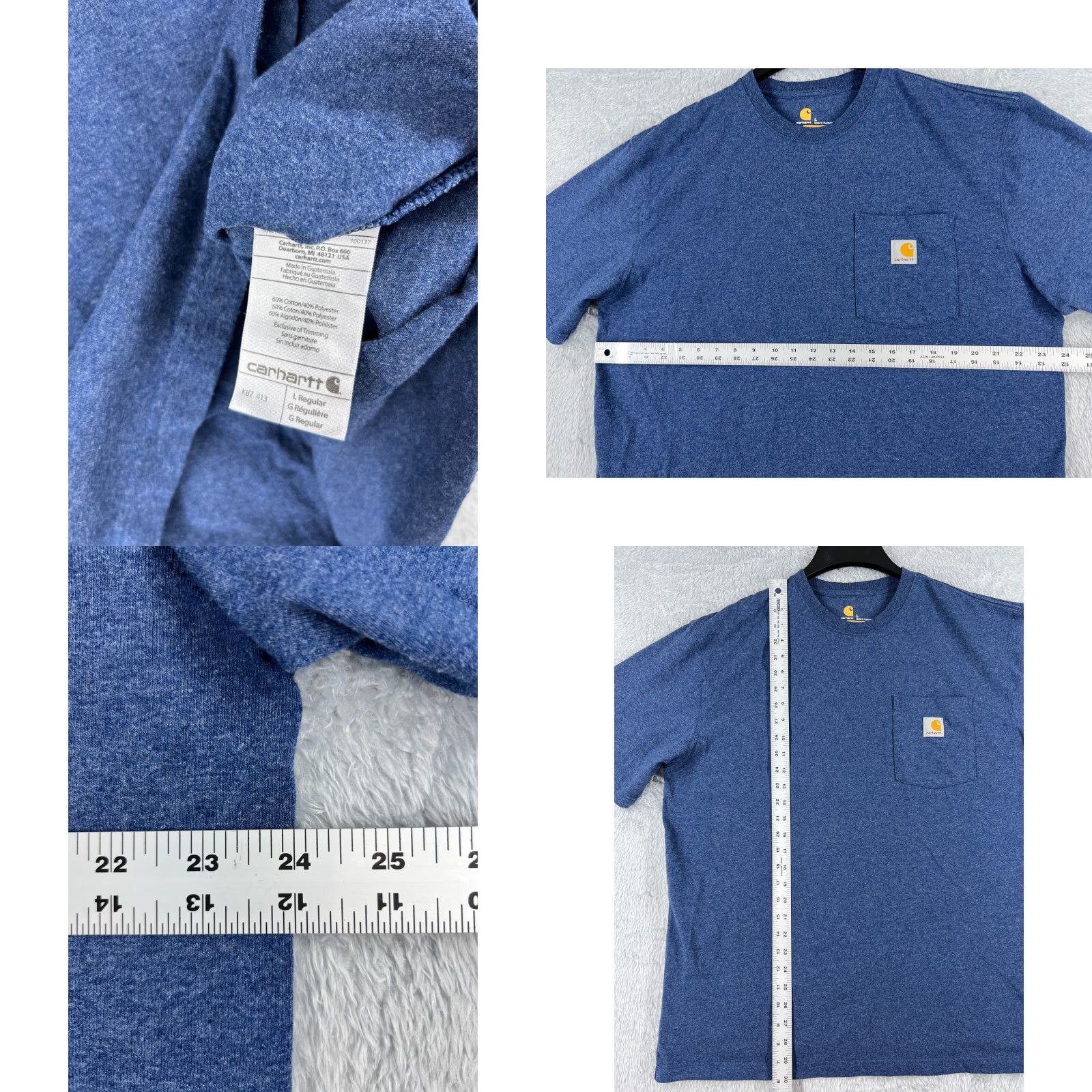 Carhartt Carhartt Shirt Men Large Blue Short Sleeve Cotton Poly Blend Pocket Crew Neck Size US L / EU 52-54 / 3 - 8 Thumbnail