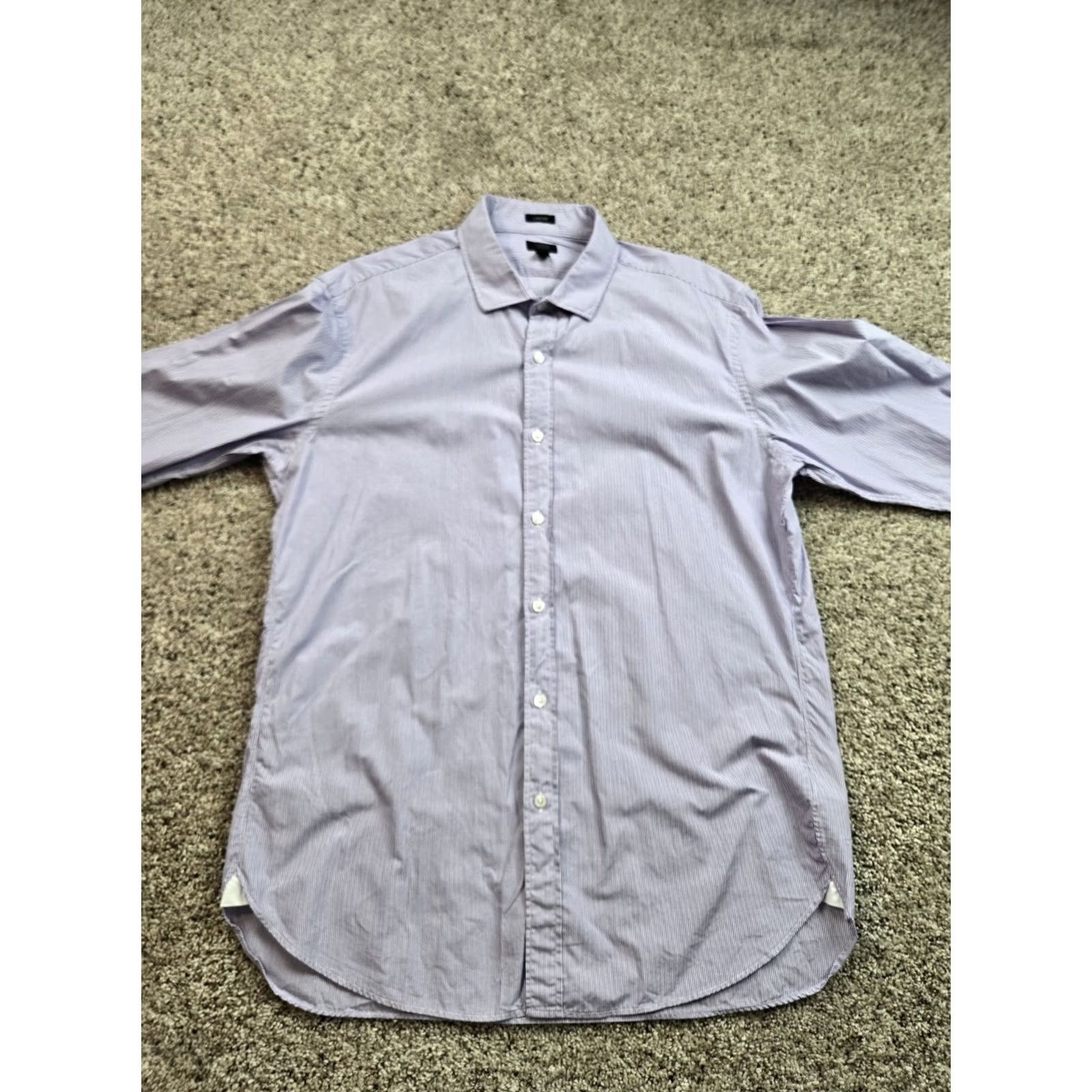 J.Crew J.CREW Ludlow Dress Shirt Mens XL Purple Stripe Cotton Long Sleeve Shirt Size 46R - 4 Thumbnail
