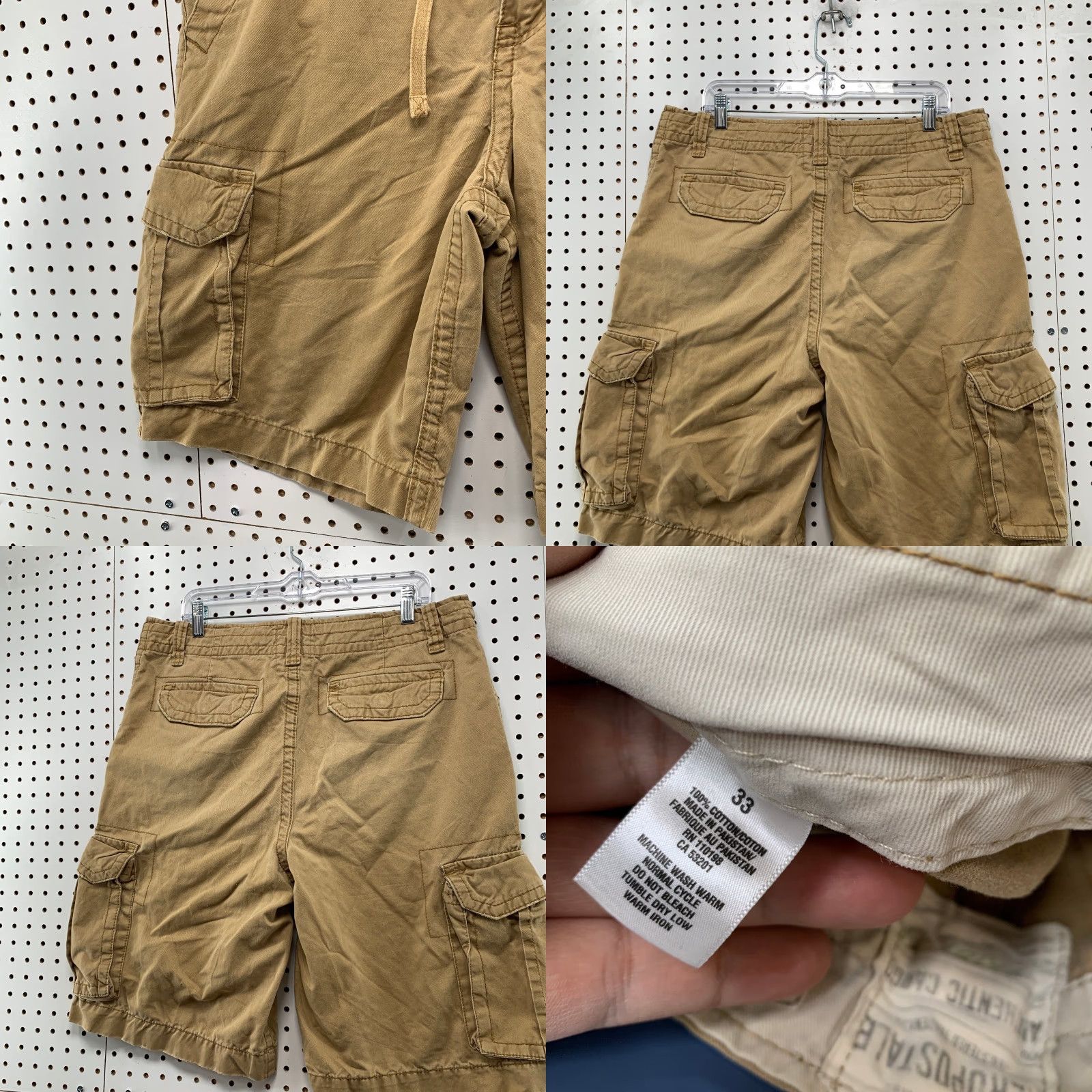 Vintage VINTAGE Aeropostale Military Cargo Shorts Mens 33 Tan Drawstring Relaxed Y2K 35x11 Size US 33 - 8 Thumbnail