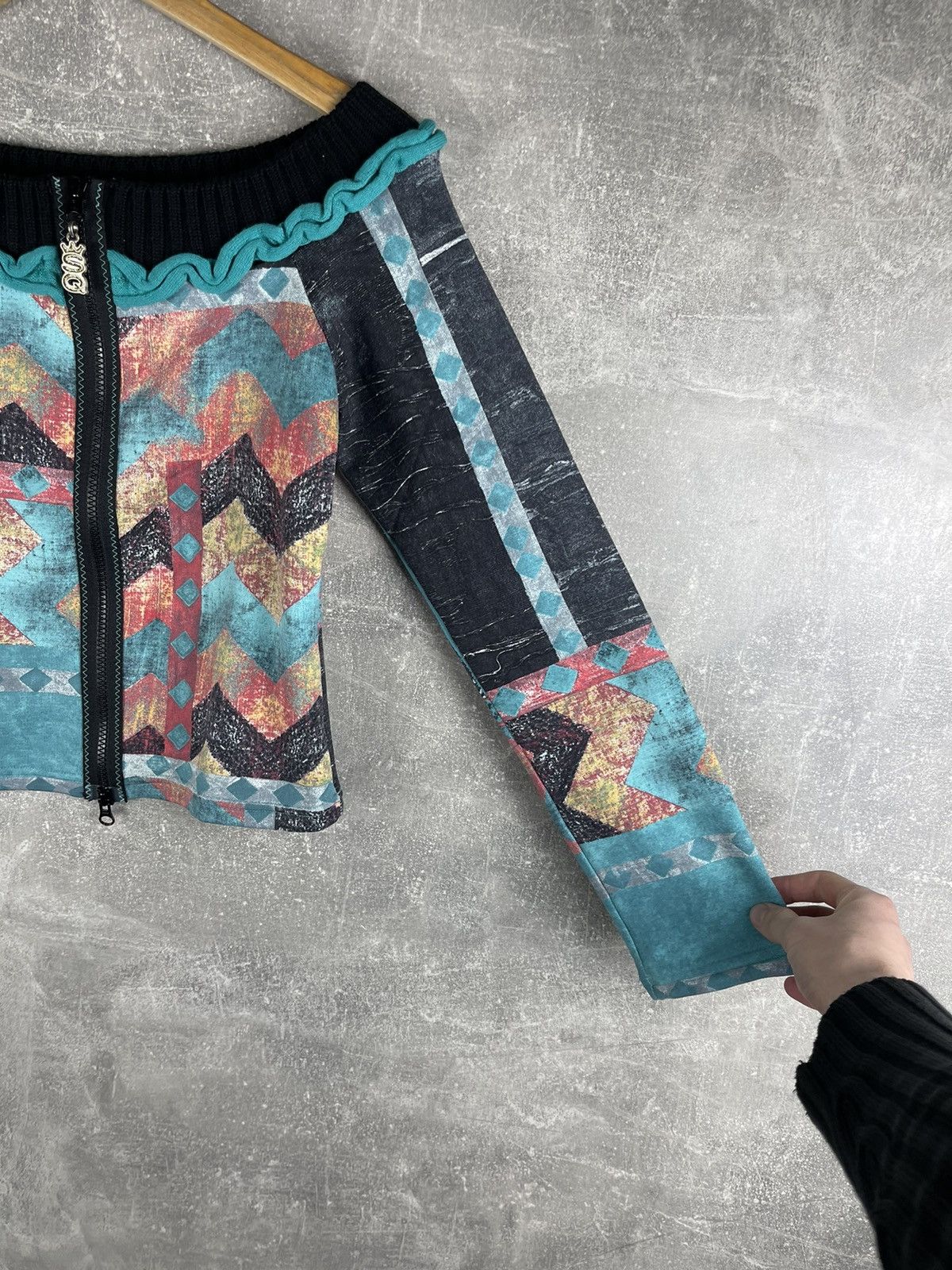 Acne Studios Y2K Save The Queen Multicolor Geometric Knit Zip Jacket Size S / US 4 / IT 40 - 5 Thumbnail